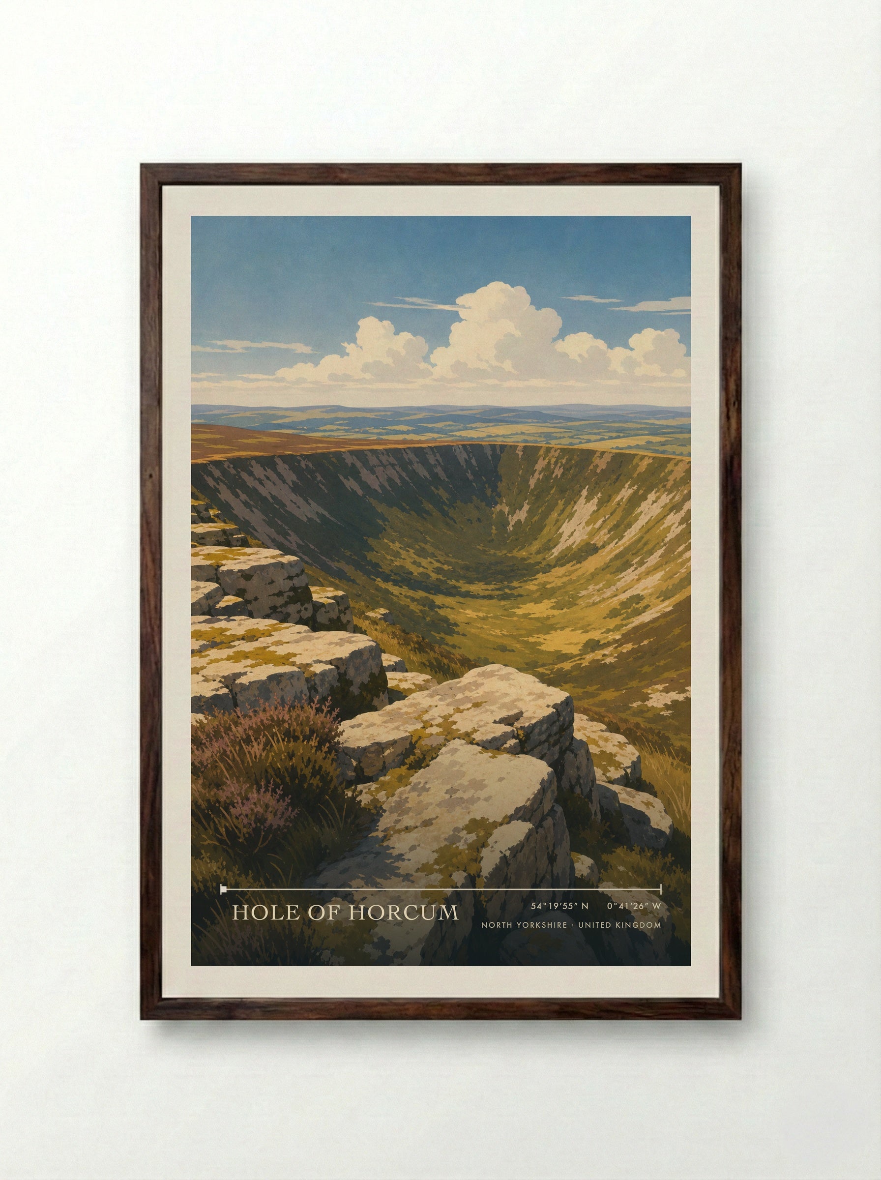 Hole of Horcum North Yorkshire United Kingdom Travel Poster - Framed Print Dark Wood