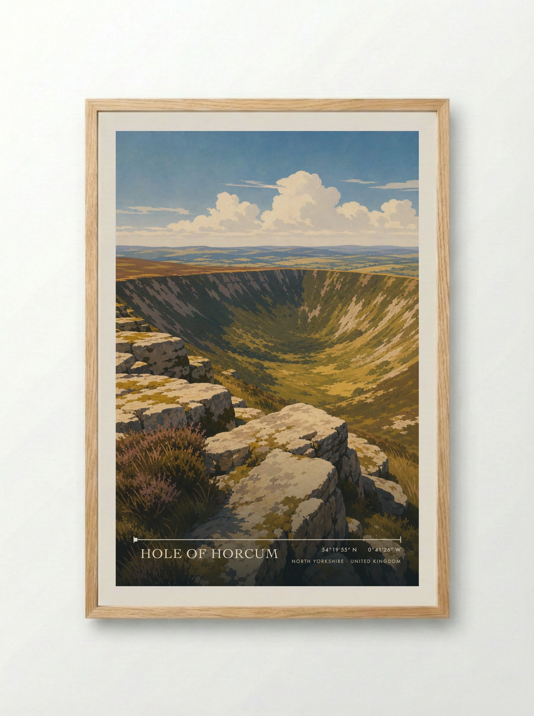 Hole of Horcum North Yorkshire United Kingdom Travel Poster - Framed Print Wood