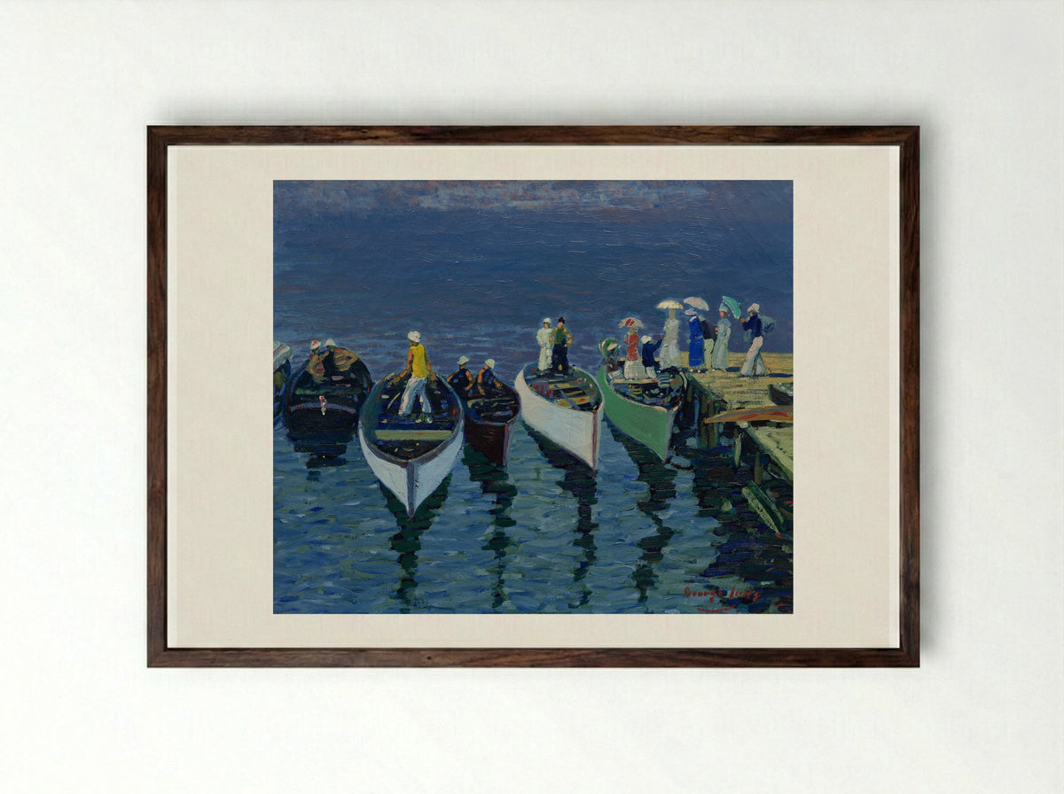 Holiday on the Hudson - George Luks - Framed Print Dark Wood