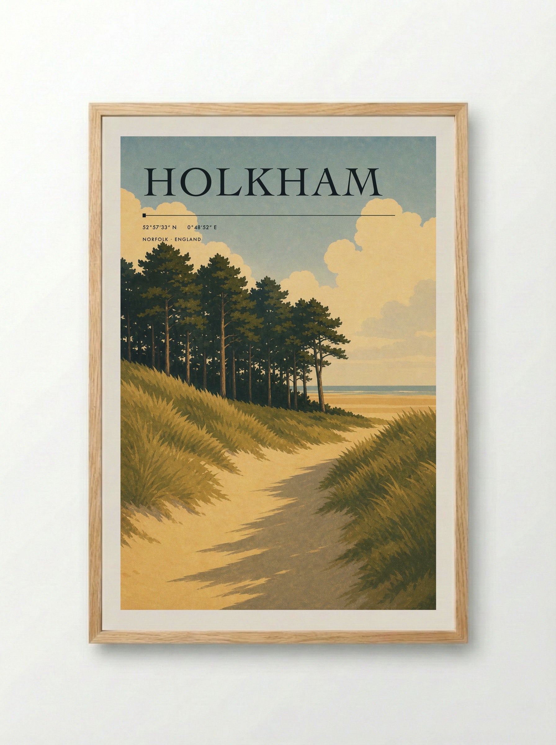 Holkham Norfolk Travel Poster - Framed Print Wood