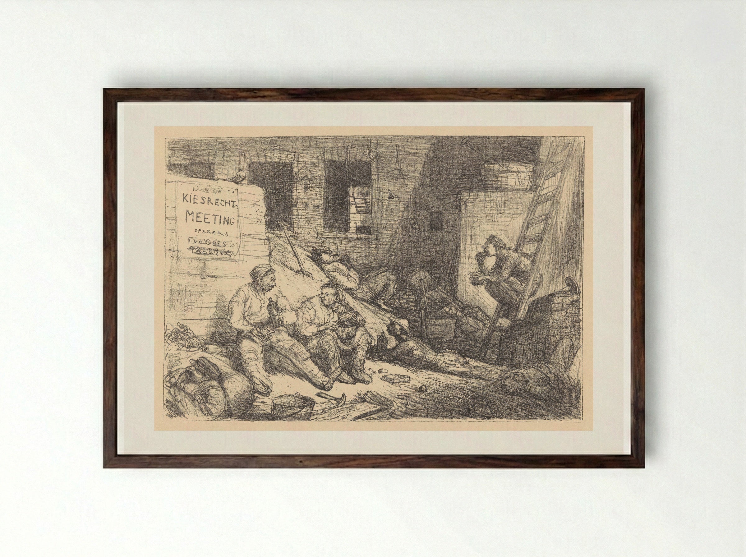 Hollandsch-kiesrecht-agitatie - Marius Bauer - Framed Print Dark Wood
