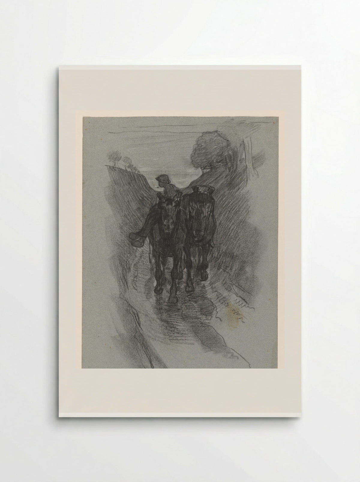 Holle weg waarop paardespan met een berijder - Pieter de Josselin de Jong - Poster