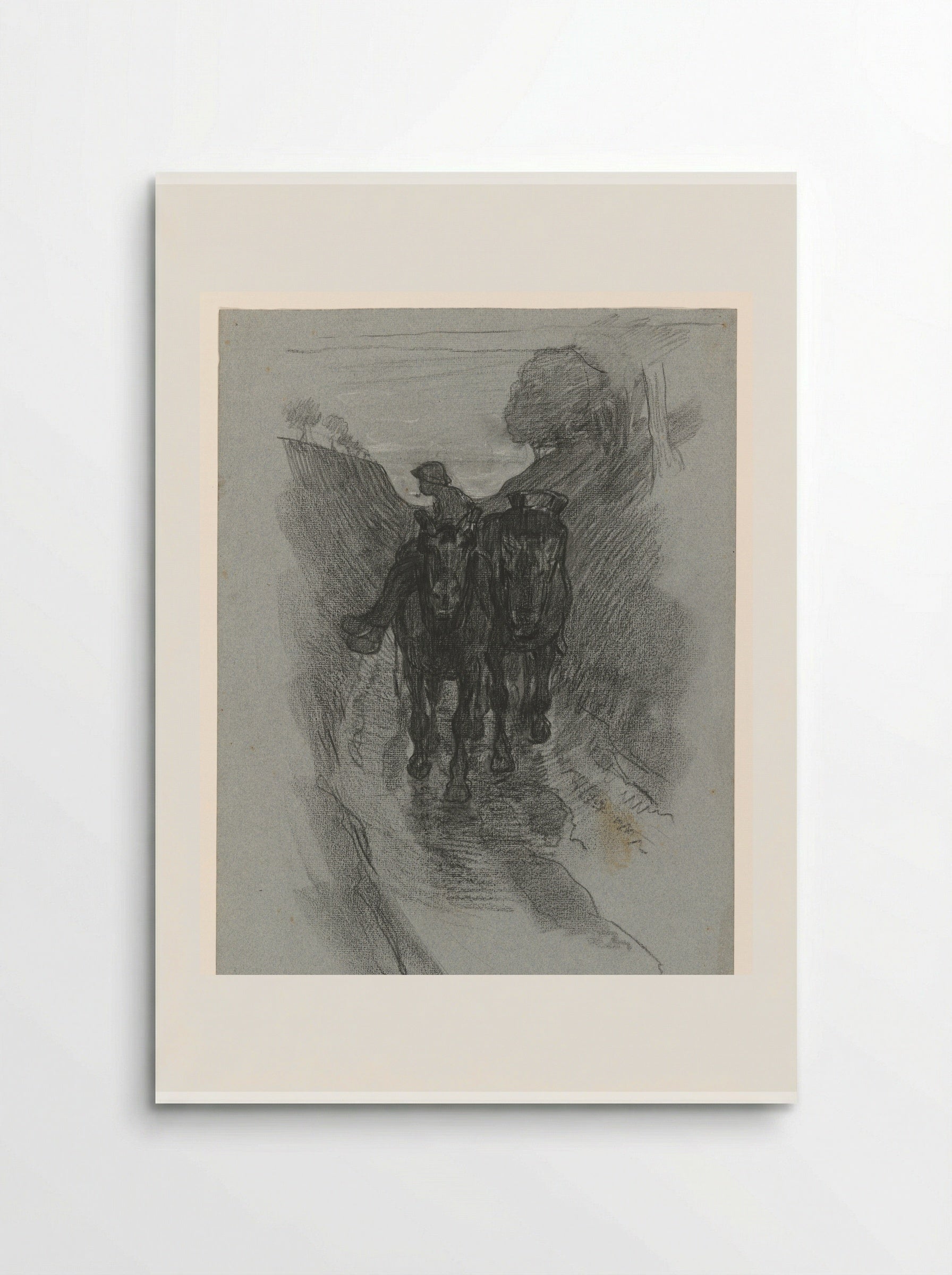 Holle weg waarop paardespan met een berijder - Pieter de Josselin de Jong - Poster