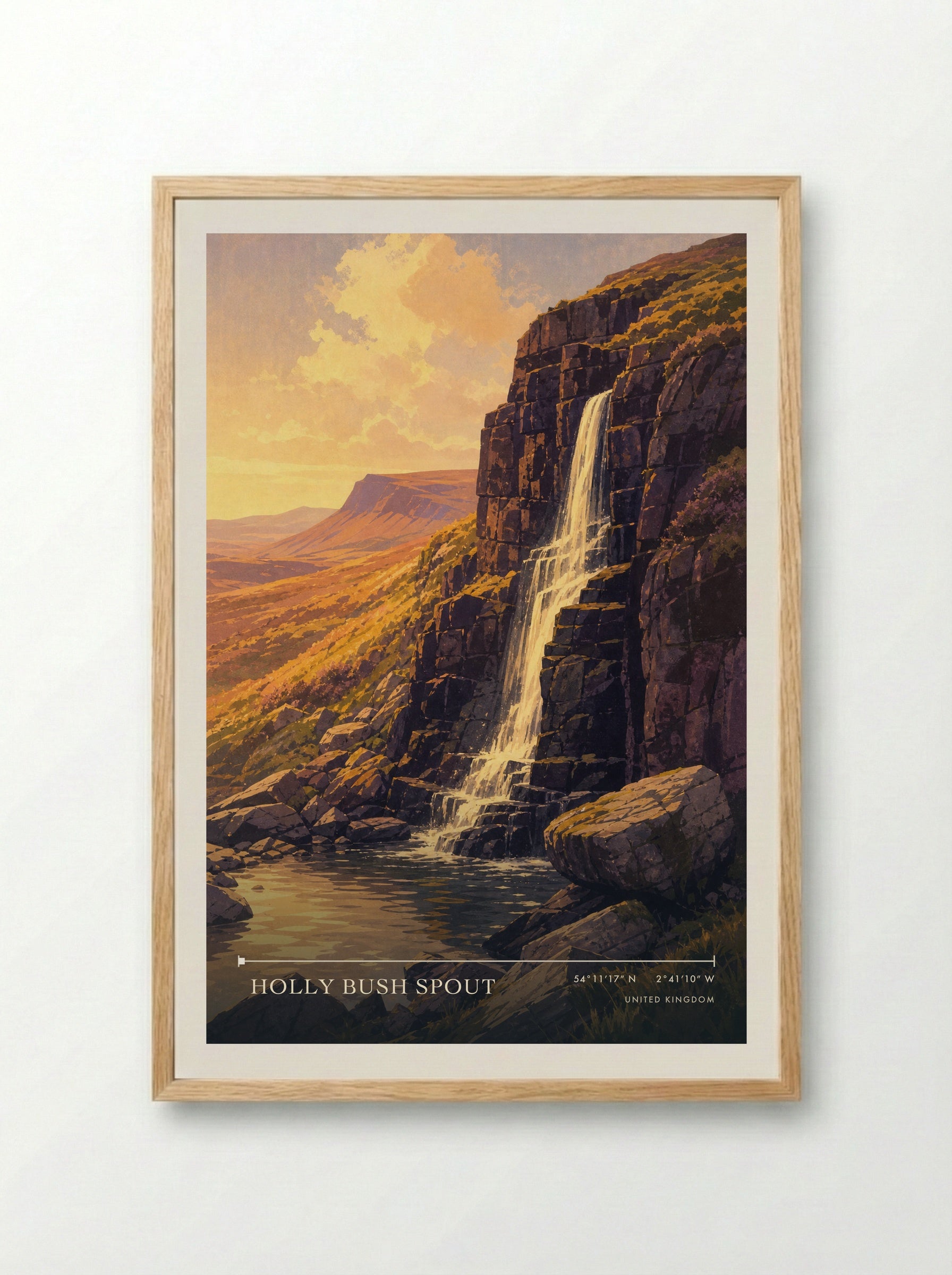 Holly Bush Spout United Kingdom Travel Poster - Framed Print Wood