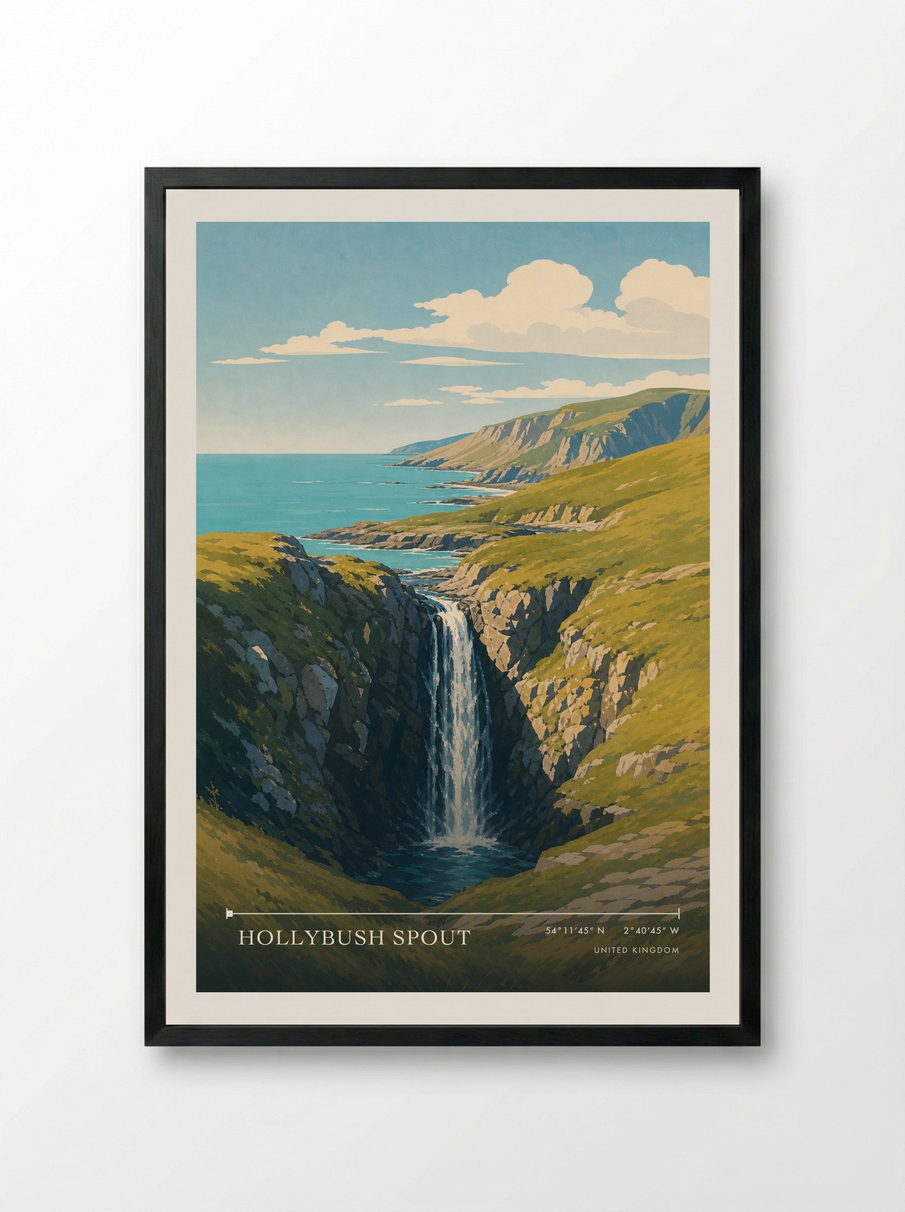 Hollybush Spout United Kingdom Travel Poster - Framed Print Black