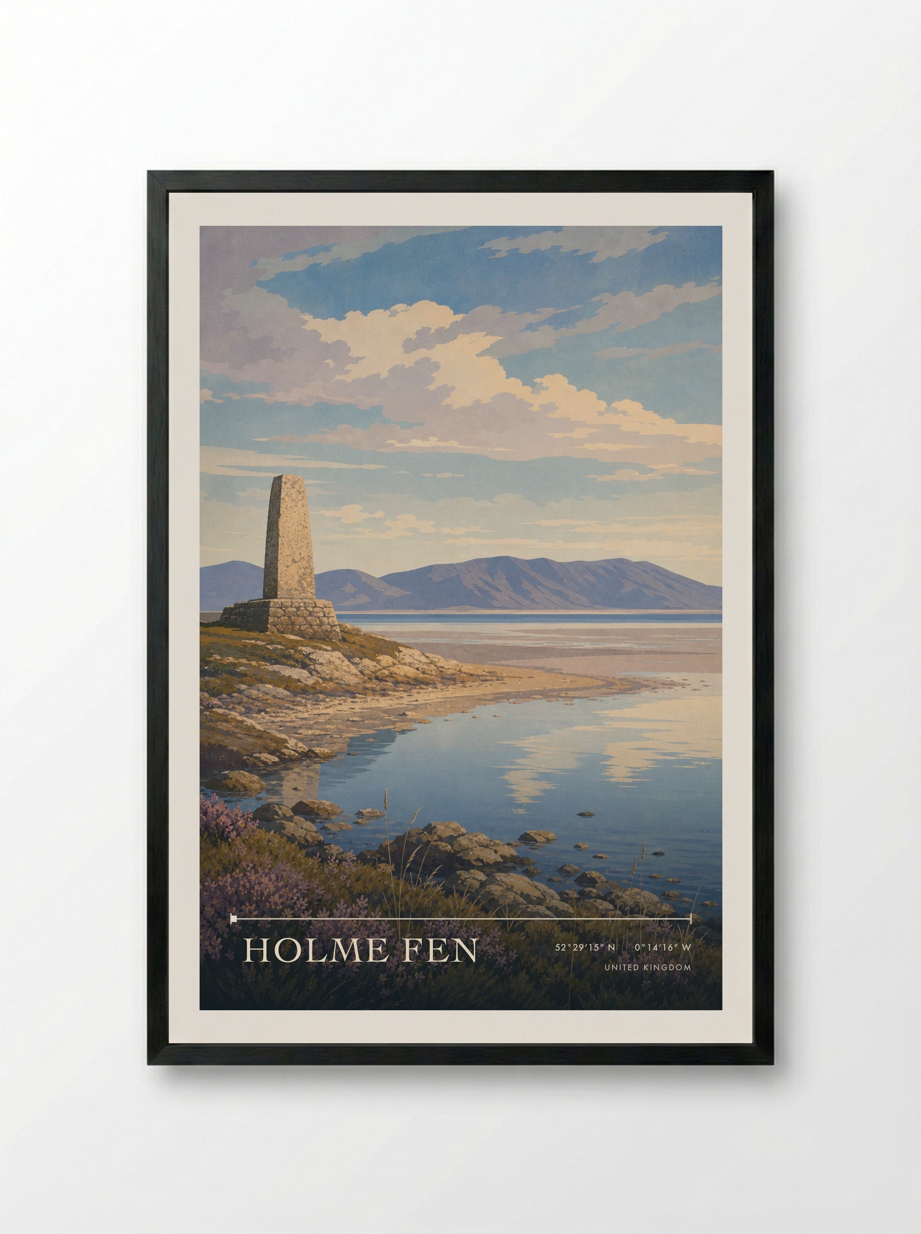Holme Fen United Kingdom Travel Poster - Framed Print Black