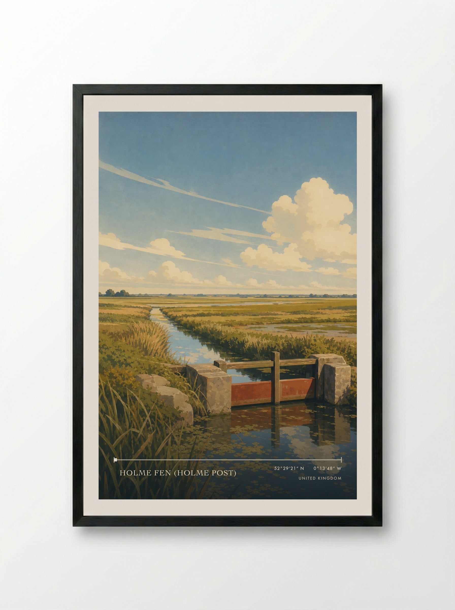 Holme Fen United Kingdom Travel Poster - Framed Print Black