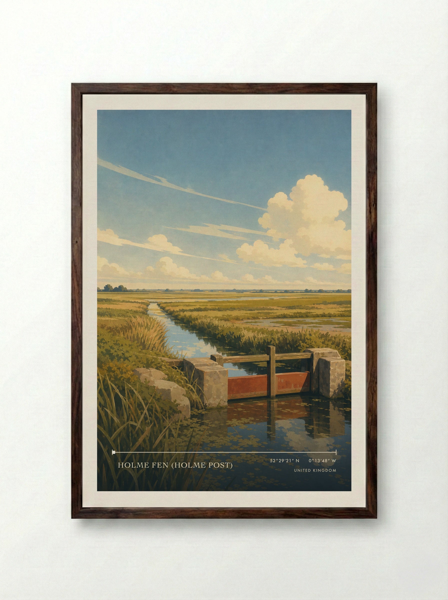 Holme Fen United Kingdom Travel Poster - Framed Print Dark Wood