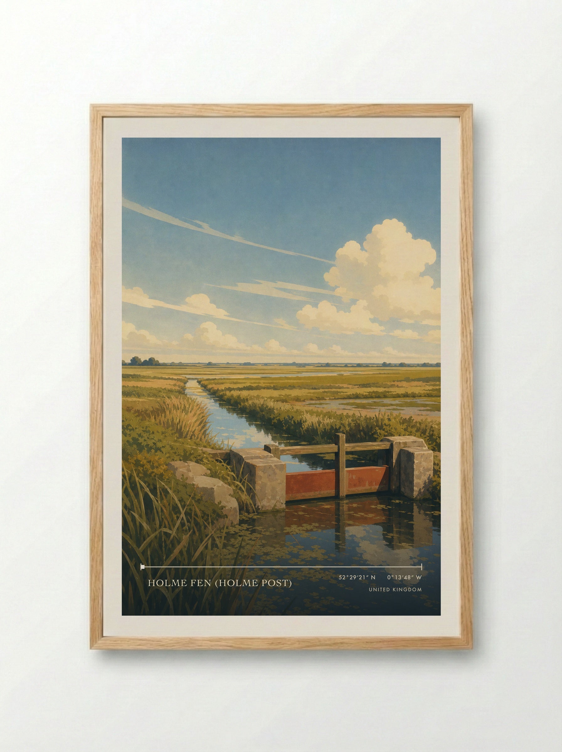 Holme Fen United Kingdom Travel Poster - Framed Print Wood