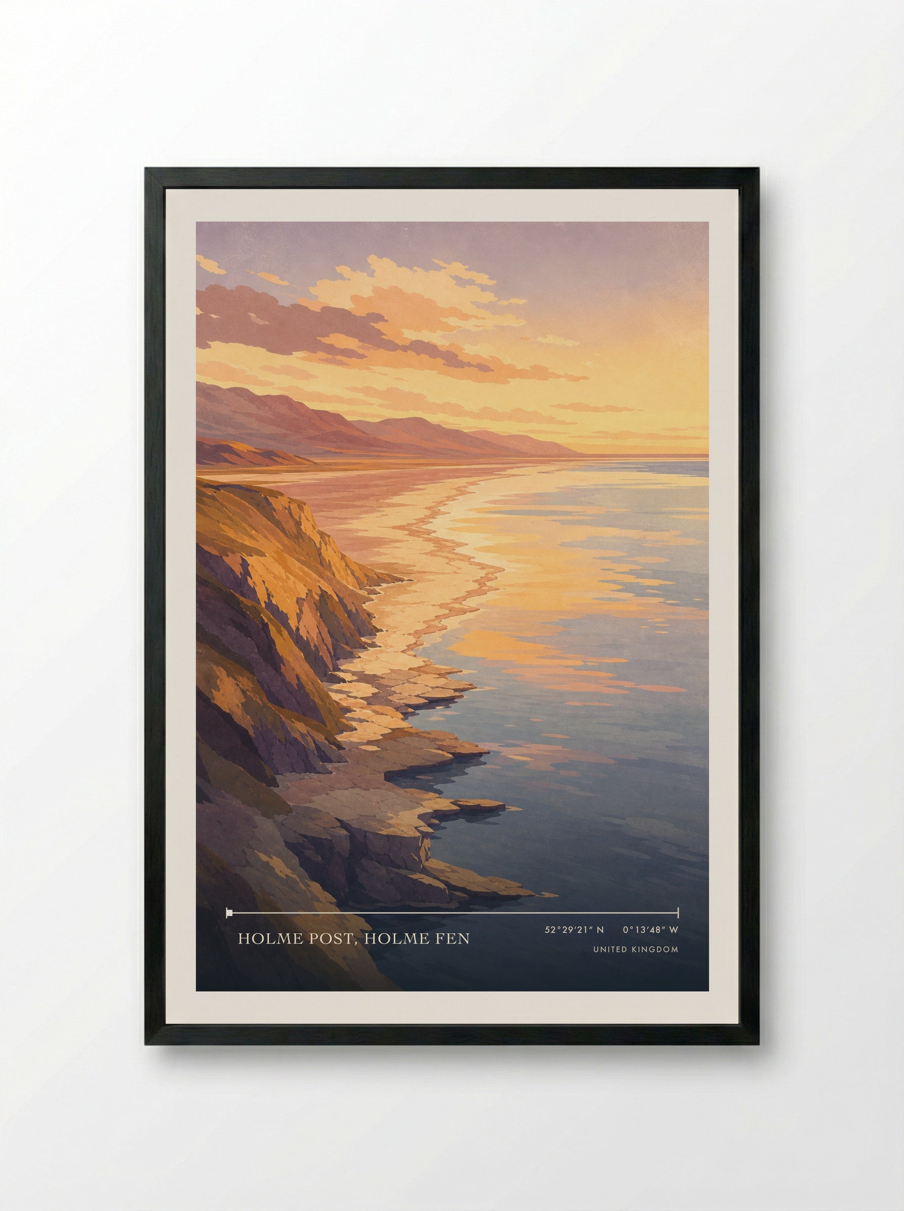 Holme Post, Holme Fen United Kingdom Travel Poster - Framed Print Black