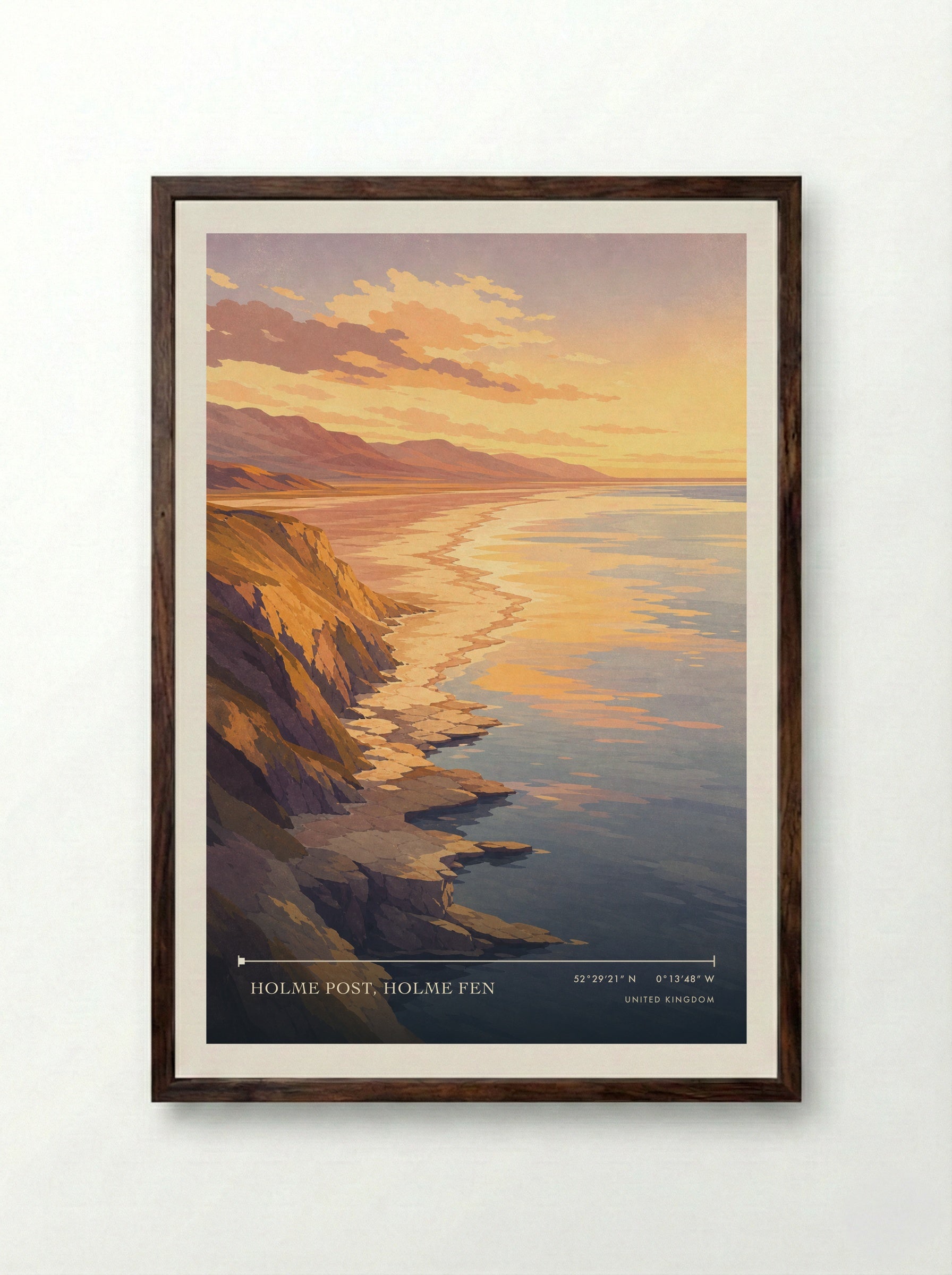 Holme Post, Holme Fen United Kingdom Travel Poster - Framed Print Dark Wood