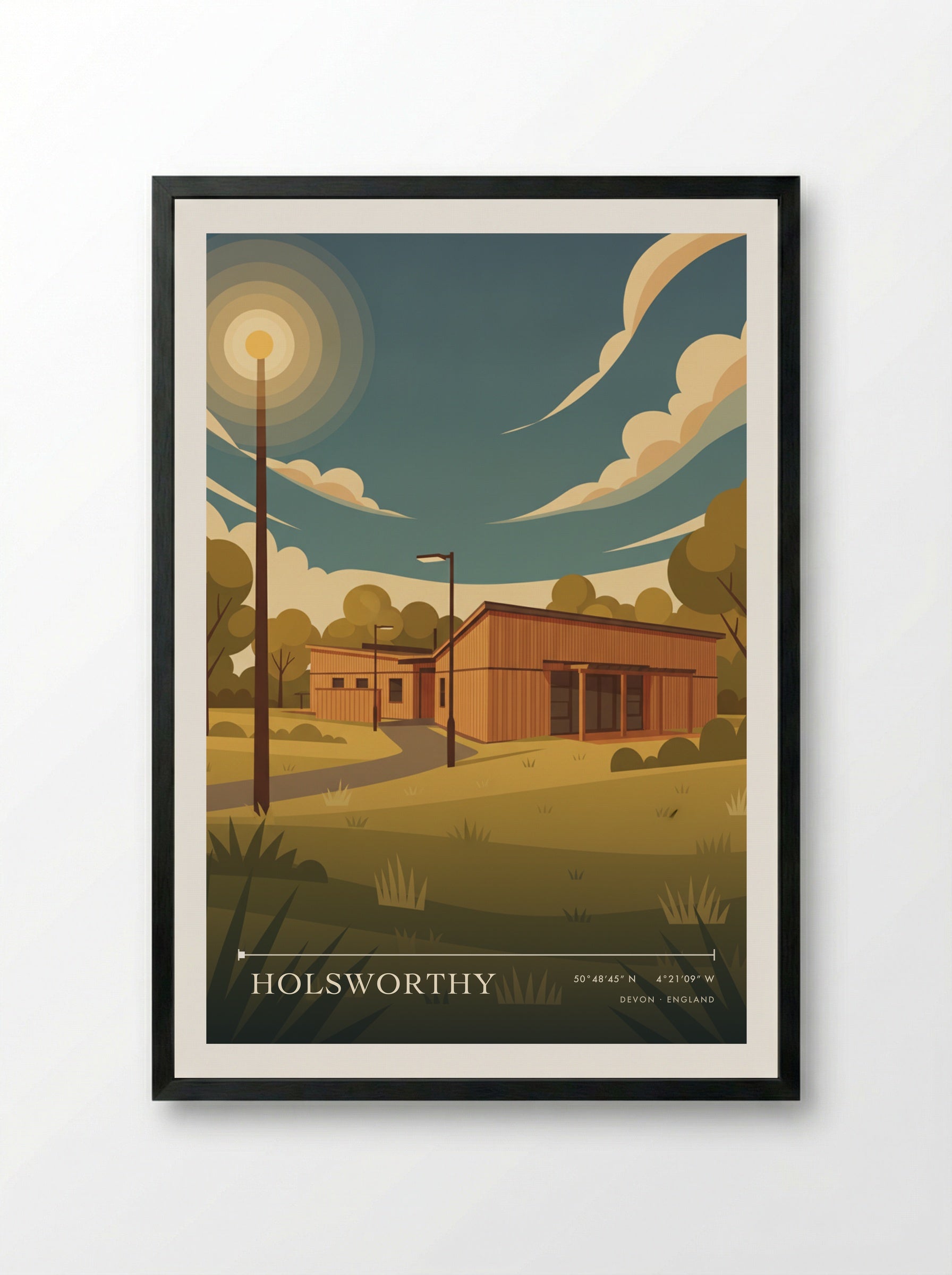Holsworthy Devon England Travel Poster - Framed Print Black