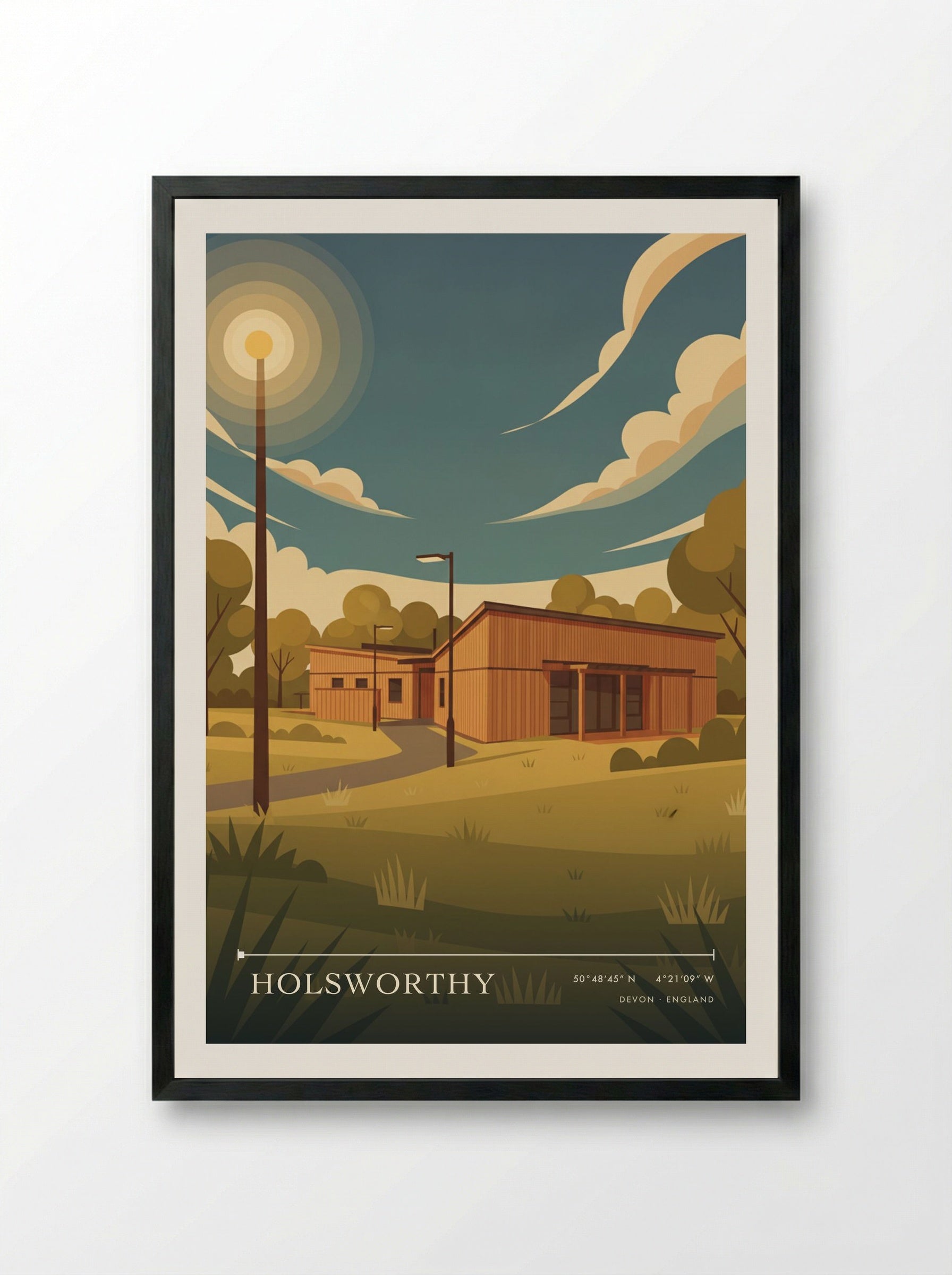 Holsworthy Devon England Travel Poster - Framed Print Black