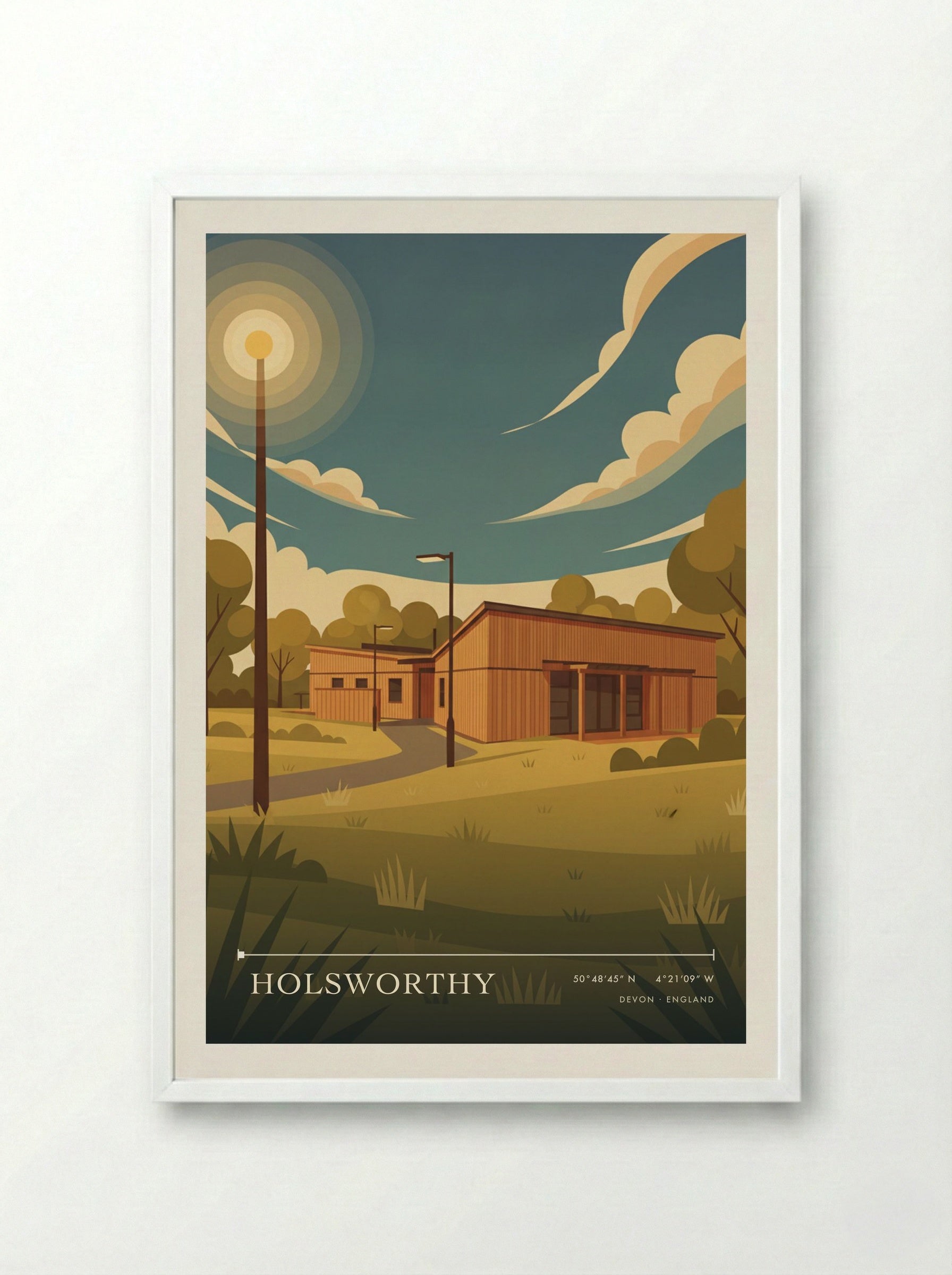 Holsworthy Devon England Travel Poster - Framed Print White