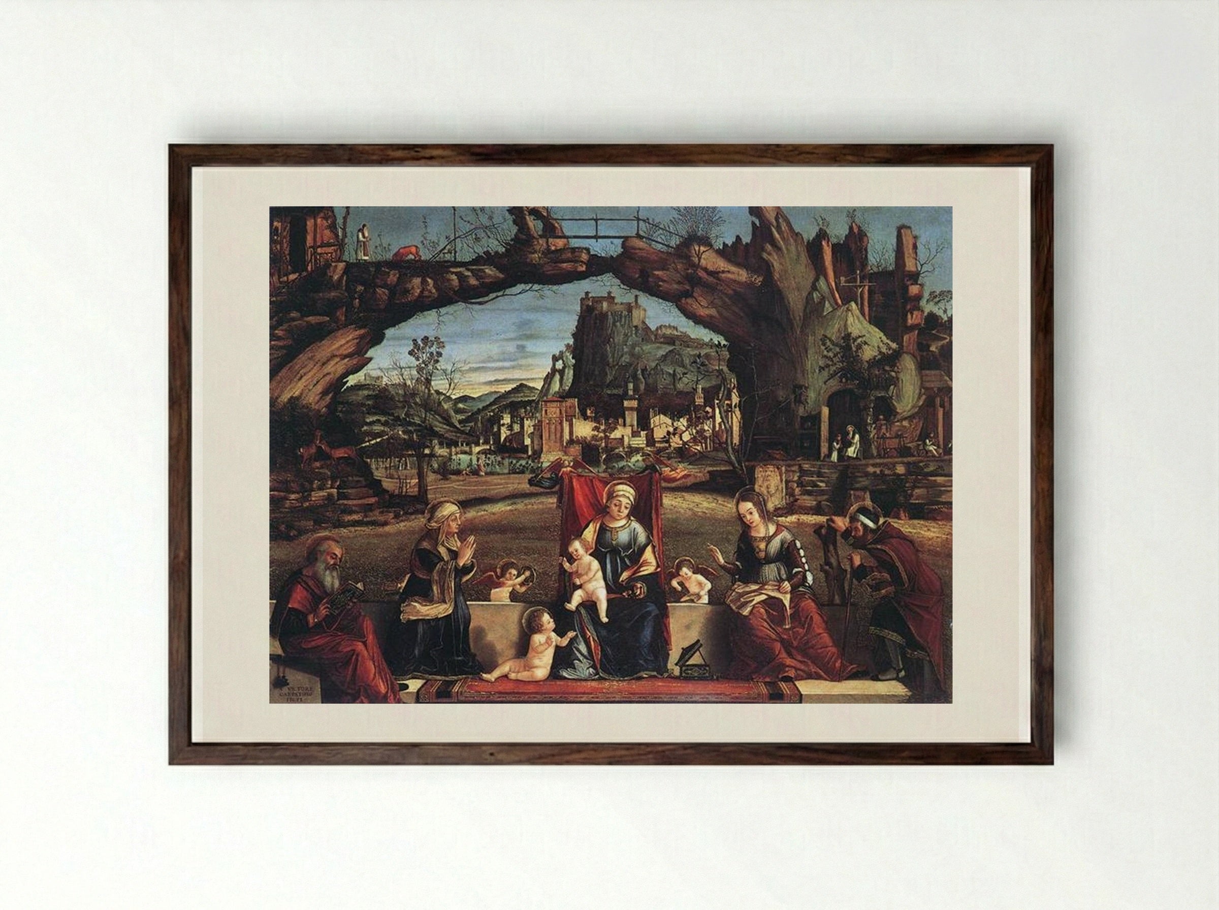 Holy Conversation - Vittore Carpaccio - Framed Print Dark Wood