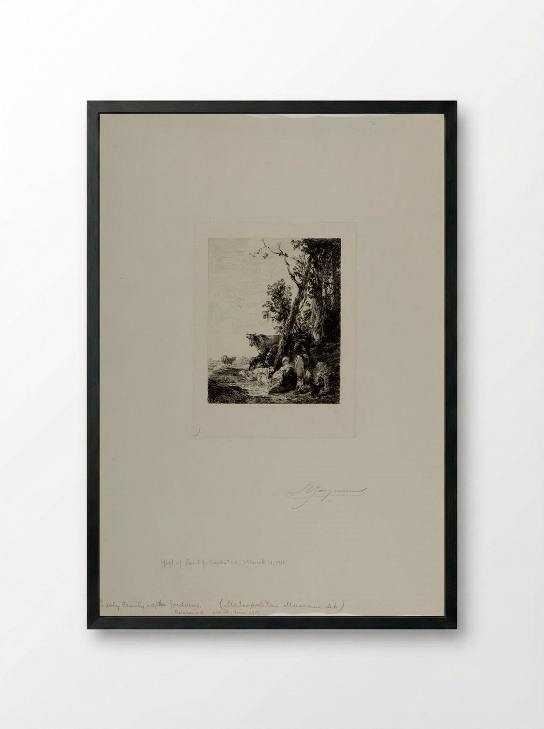Holy Family (After Jordaens) - Jules Ferdinand Jacquemart - Framed Print Black