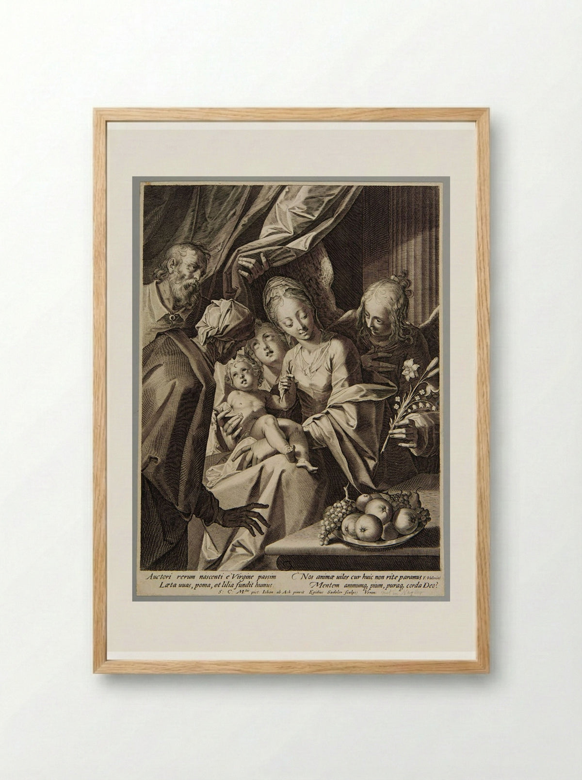 Holy Family With St Anne and Two Angels - Aegidius Sadeler II - Framed Print Wood