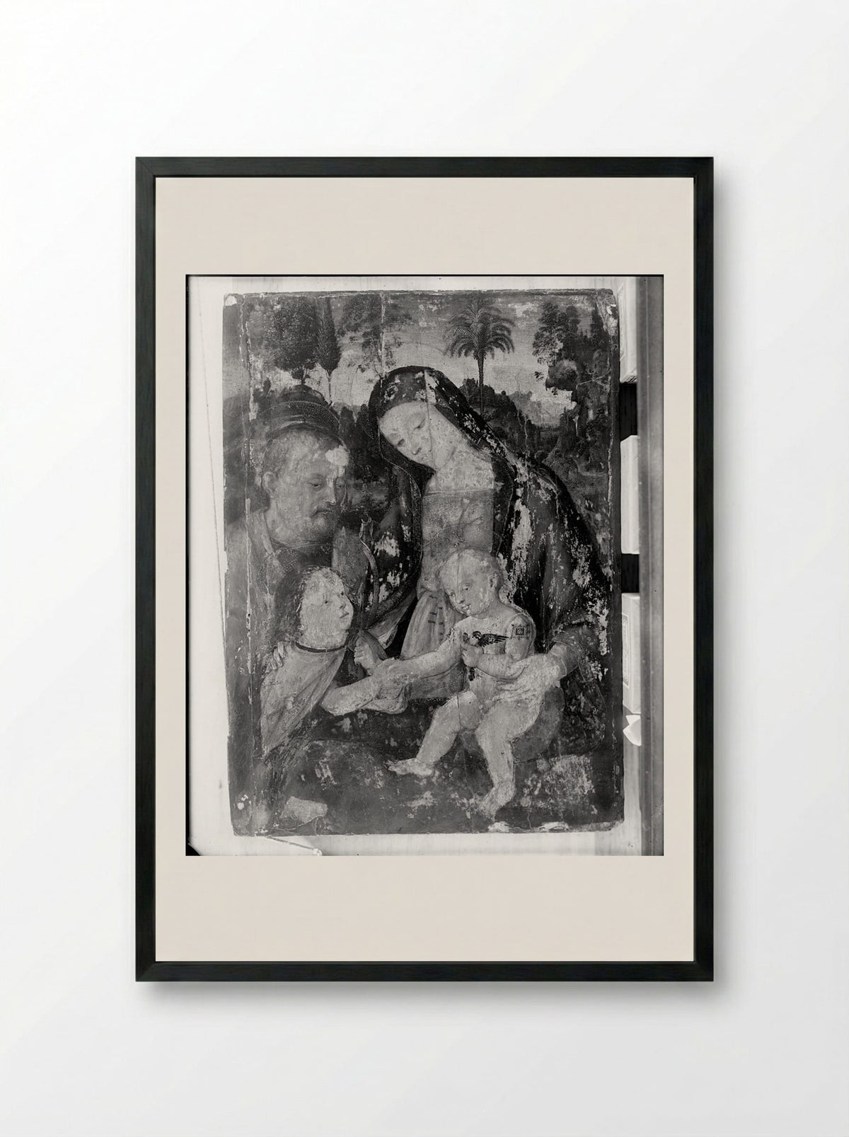 Holy Family and Saint John - Bernardino Pintoricchio - Framed Print Black