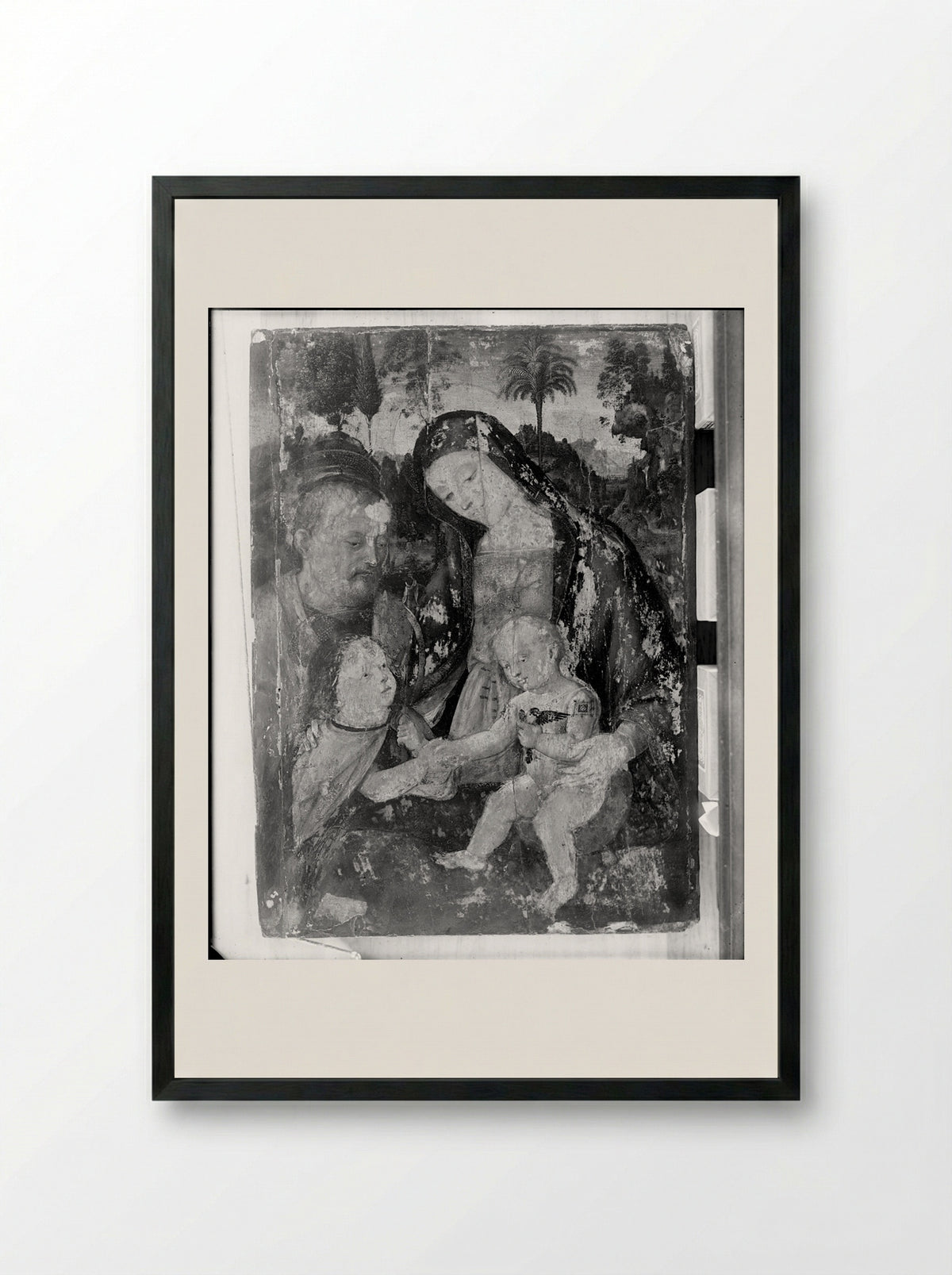 Holy Family and Saint John - Bernardino Pintoricchio - Framed Print Black