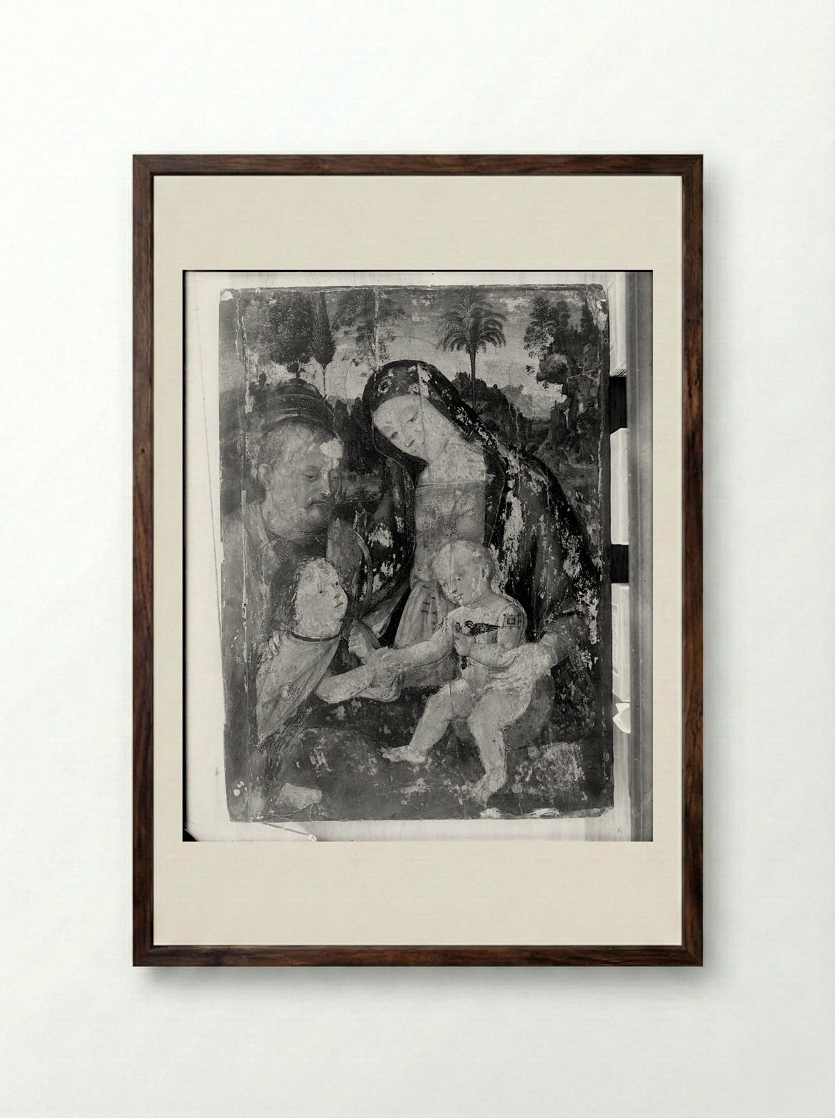 Holy Family and Saint John - Bernardino Pintoricchio - Framed Print Dark Wood