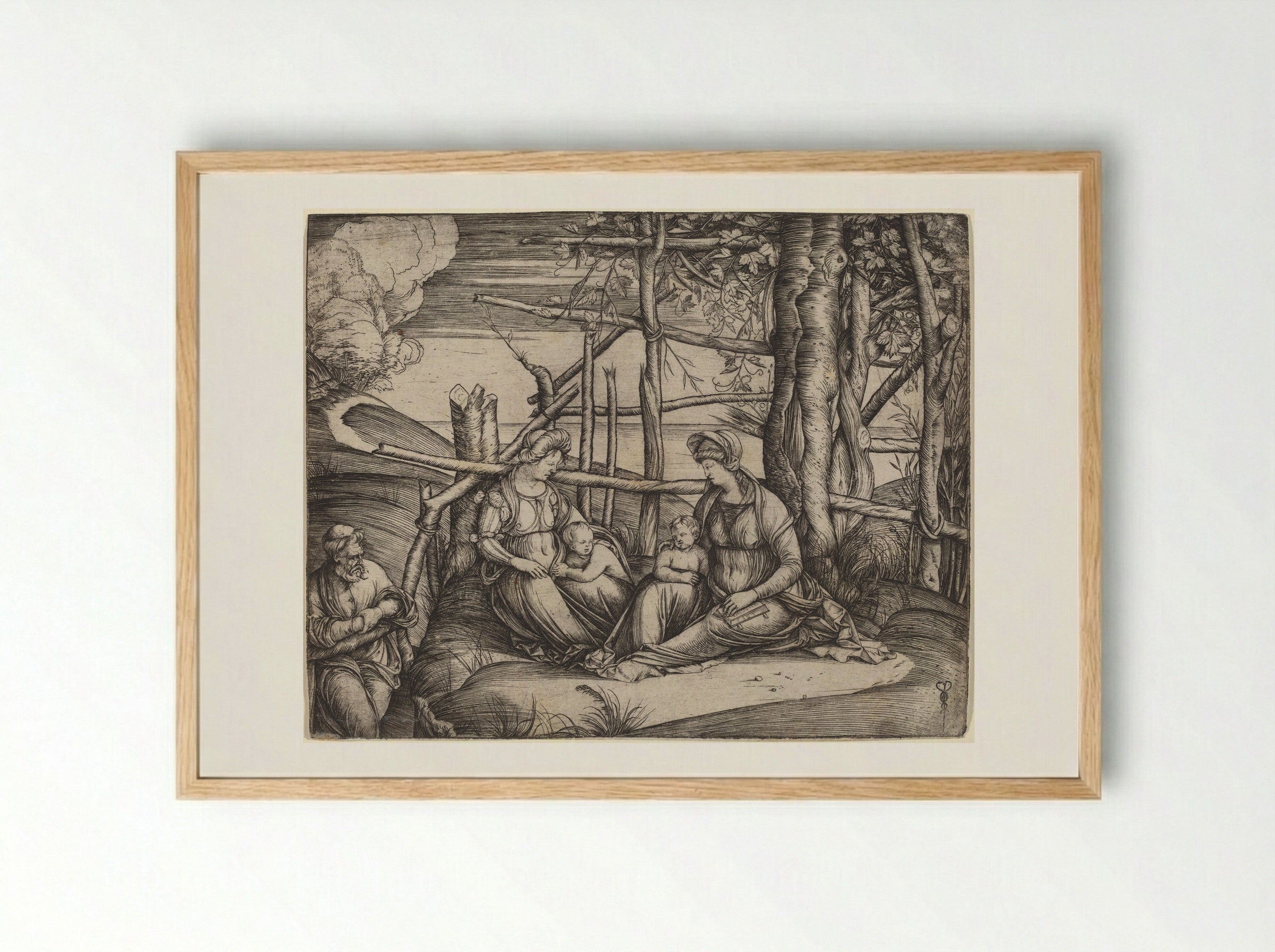 Holy Family with Saint Elizabeth and the infant Saint John the Baptist - Jacopo de' Barbari - Framed Print Wood
