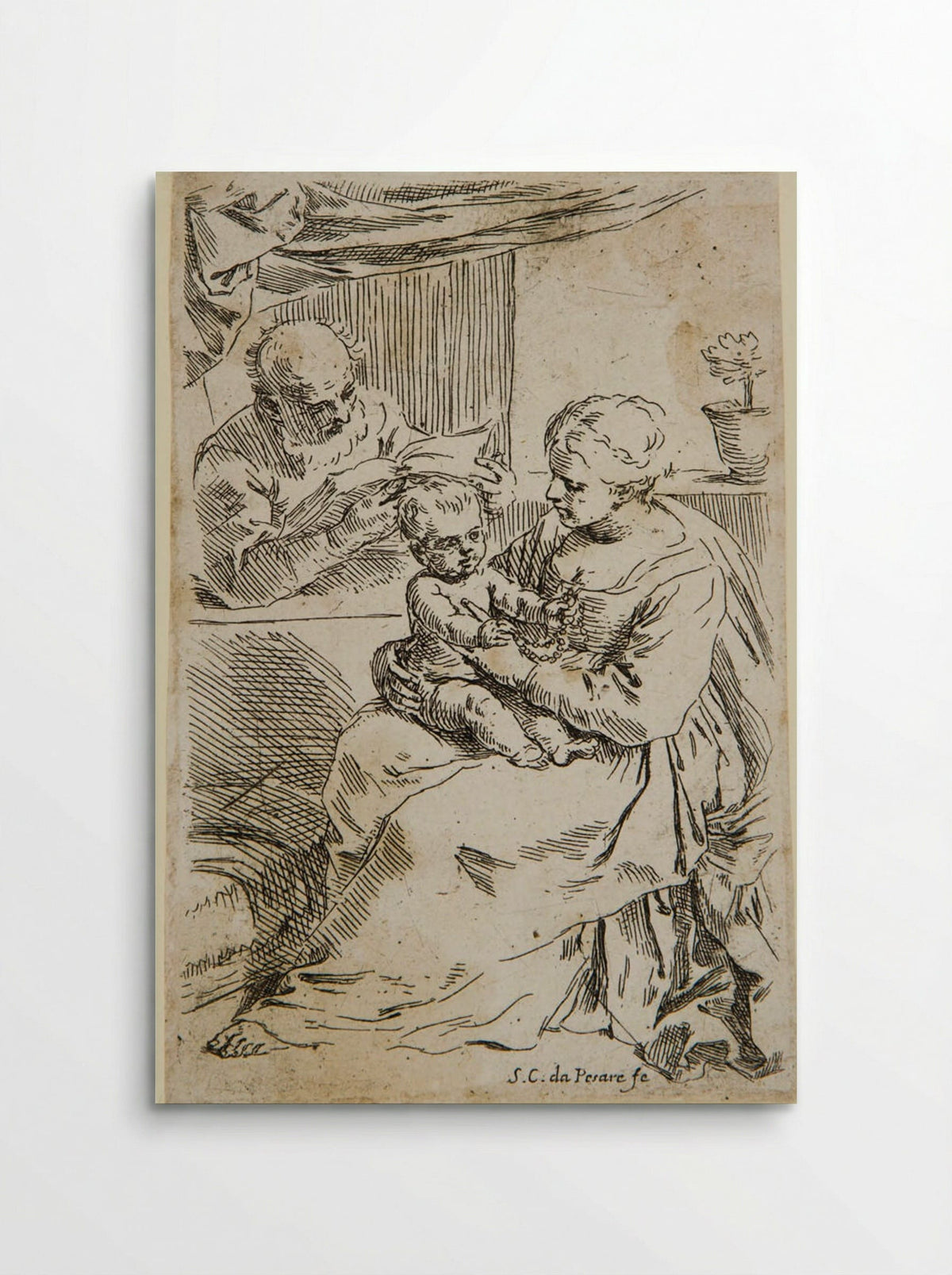 Holy Family with Saint Joseph Reading - Simone Cantarini - Poster