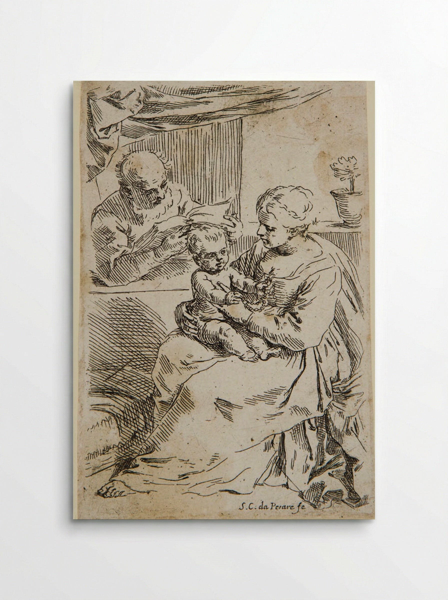 Holy Family with Saint Joseph Reading - Simone Cantarini - Poster