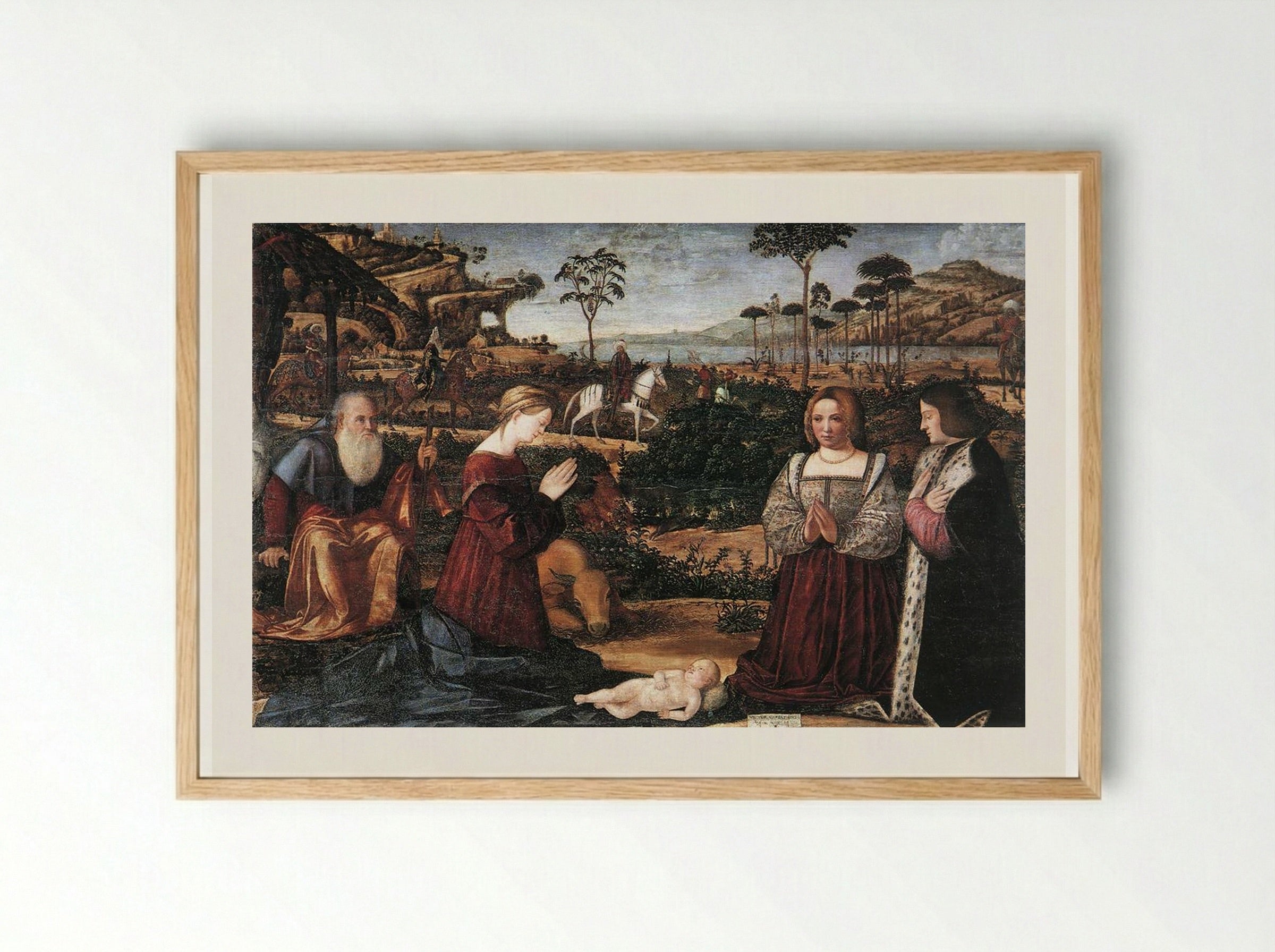 Holy Family with Two Donors - Vittore Carpaccio - Framed Print Wood