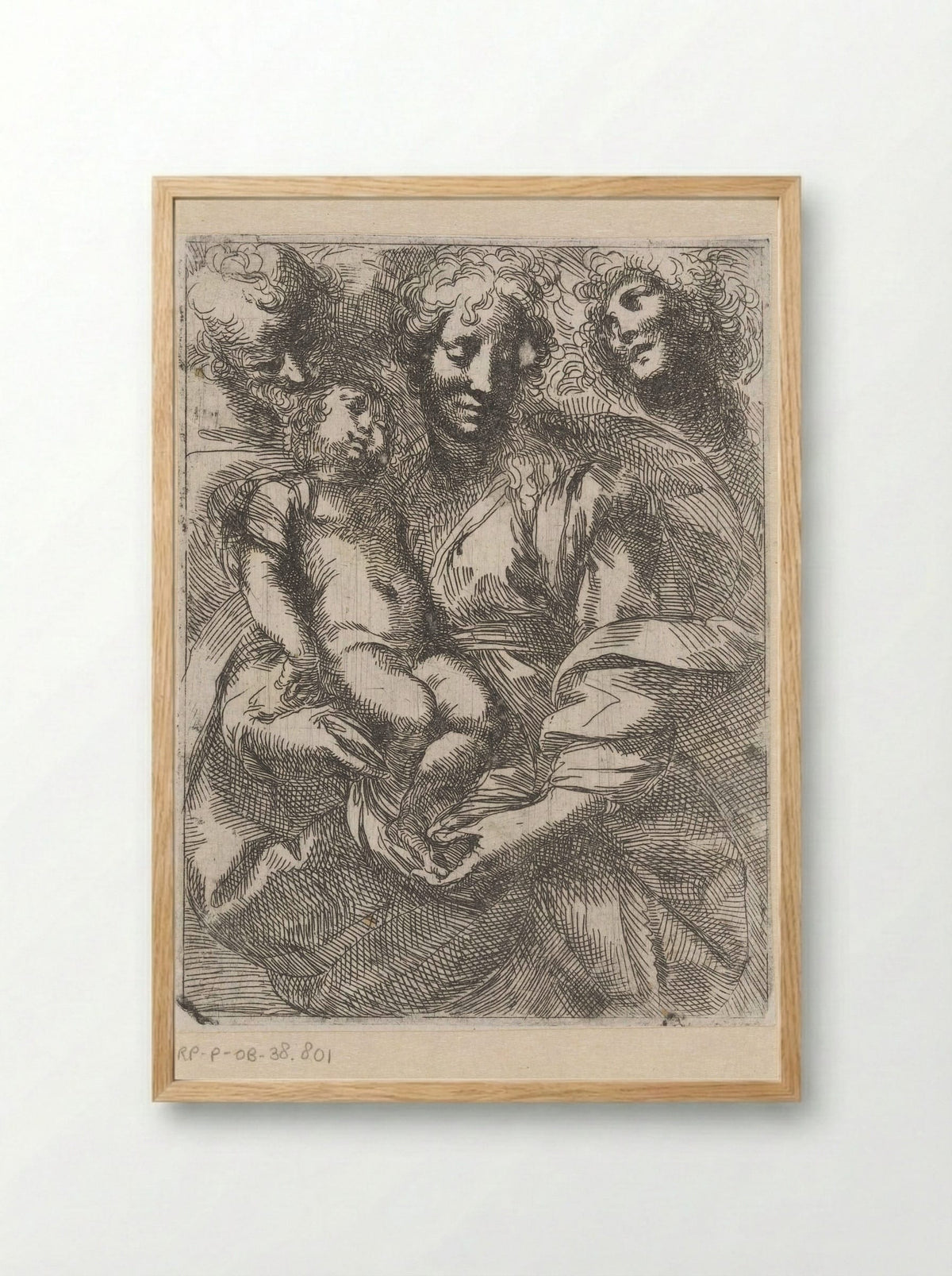 Holy Family with an Angel - Giulio Cesare Procaccini - Framed Print Wood