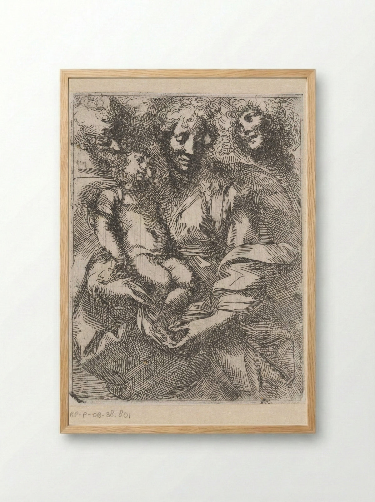 Holy Family with an Angel - Giulio Cesare Procaccini - Framed Print Wood