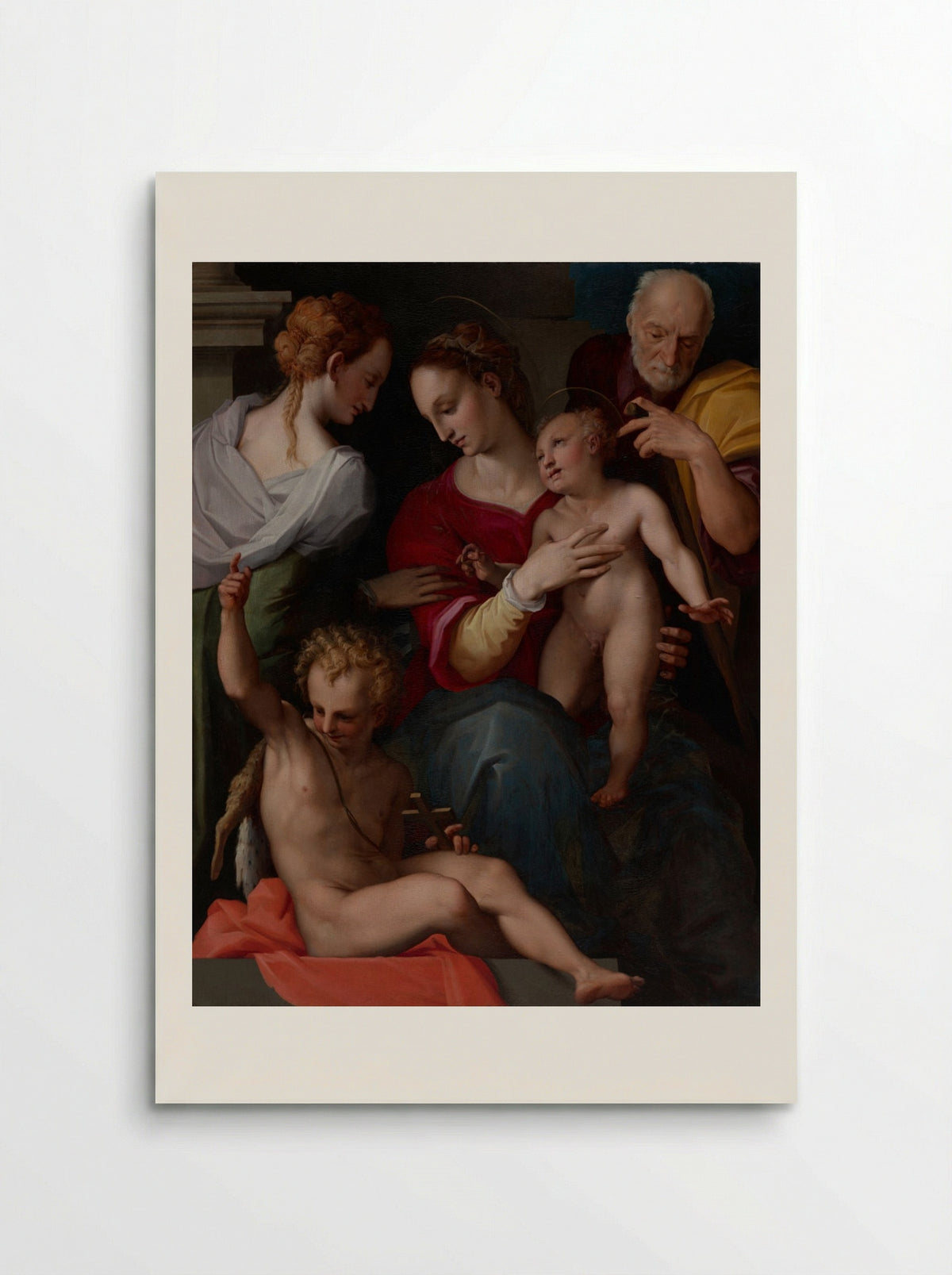 Holy Family with the Mystic Marriage of Saint Catherine - Maso da San Friano - Poster