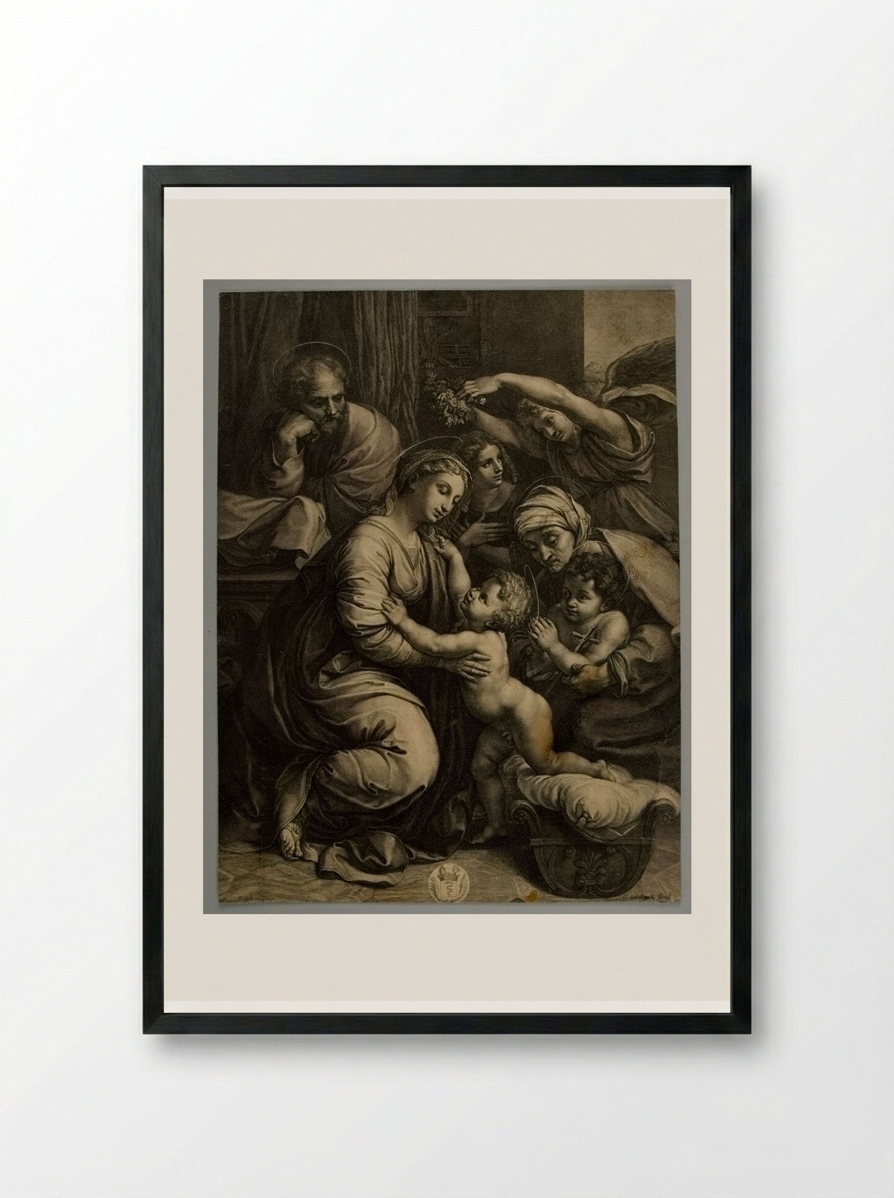 Holy Family - Gérard Edelinck - Framed Print Black