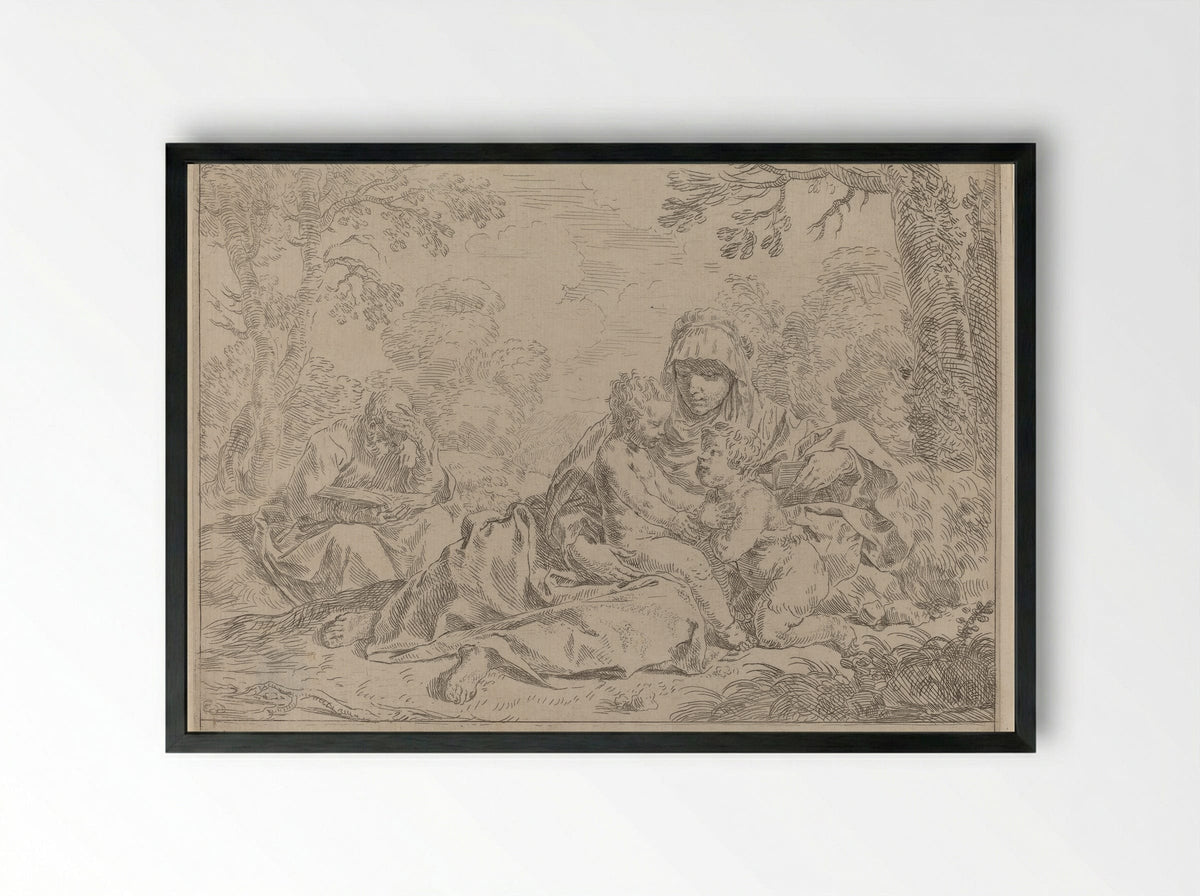 Holy Family - Simone Cantarini - Framed Print Black