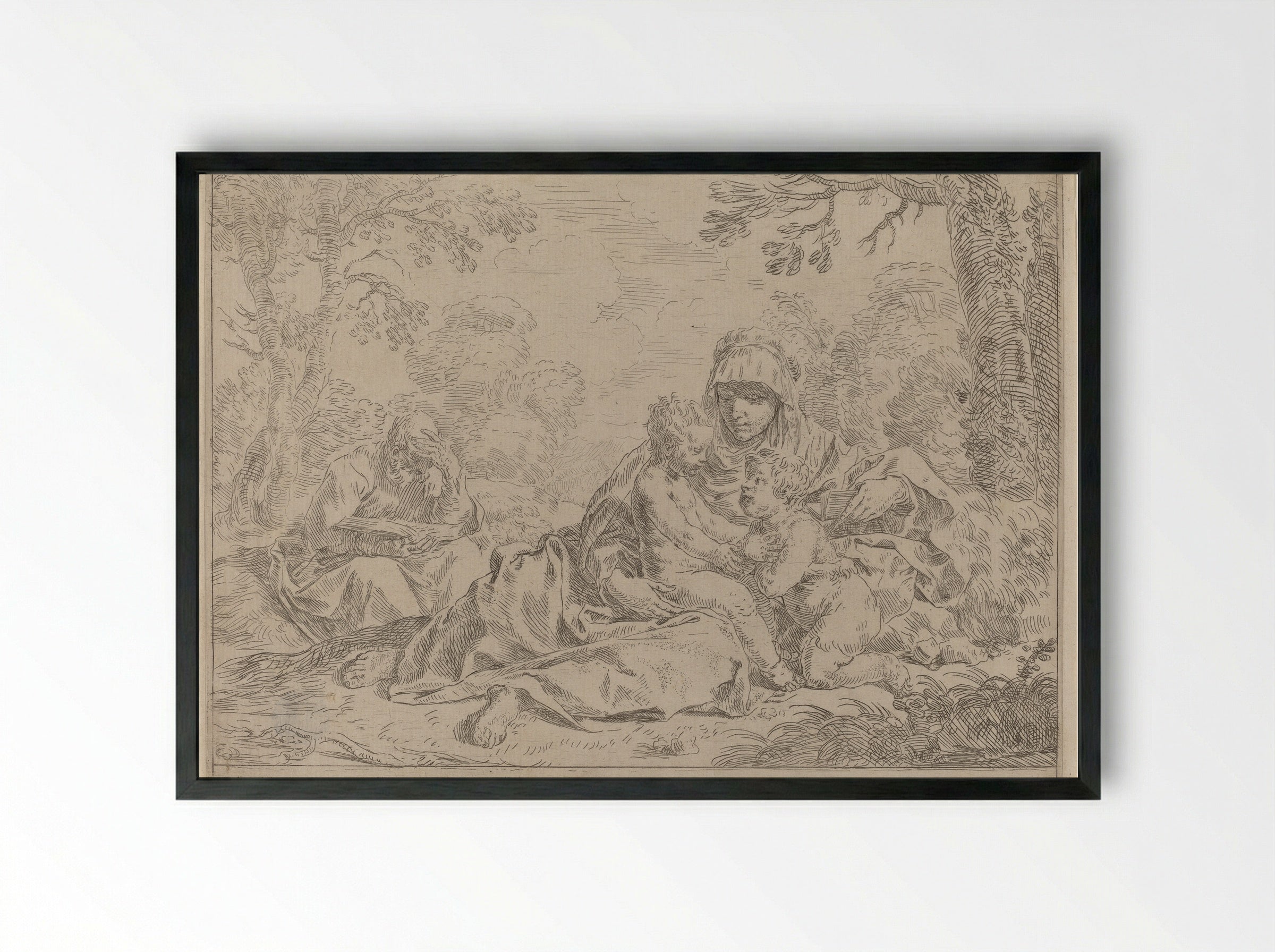 Holy Family - Simone Cantarini - Framed Print Black