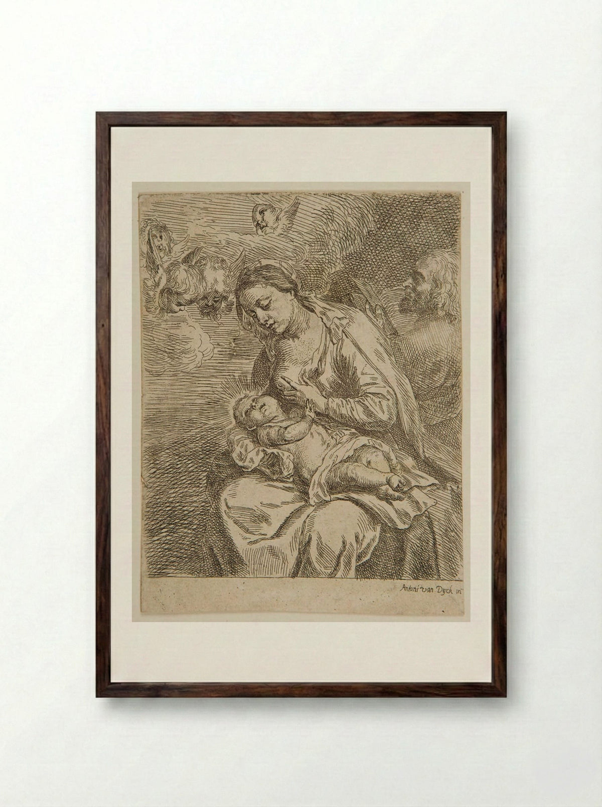 Holy Family - Anthony van Dyck - Framed Print Dark Wood