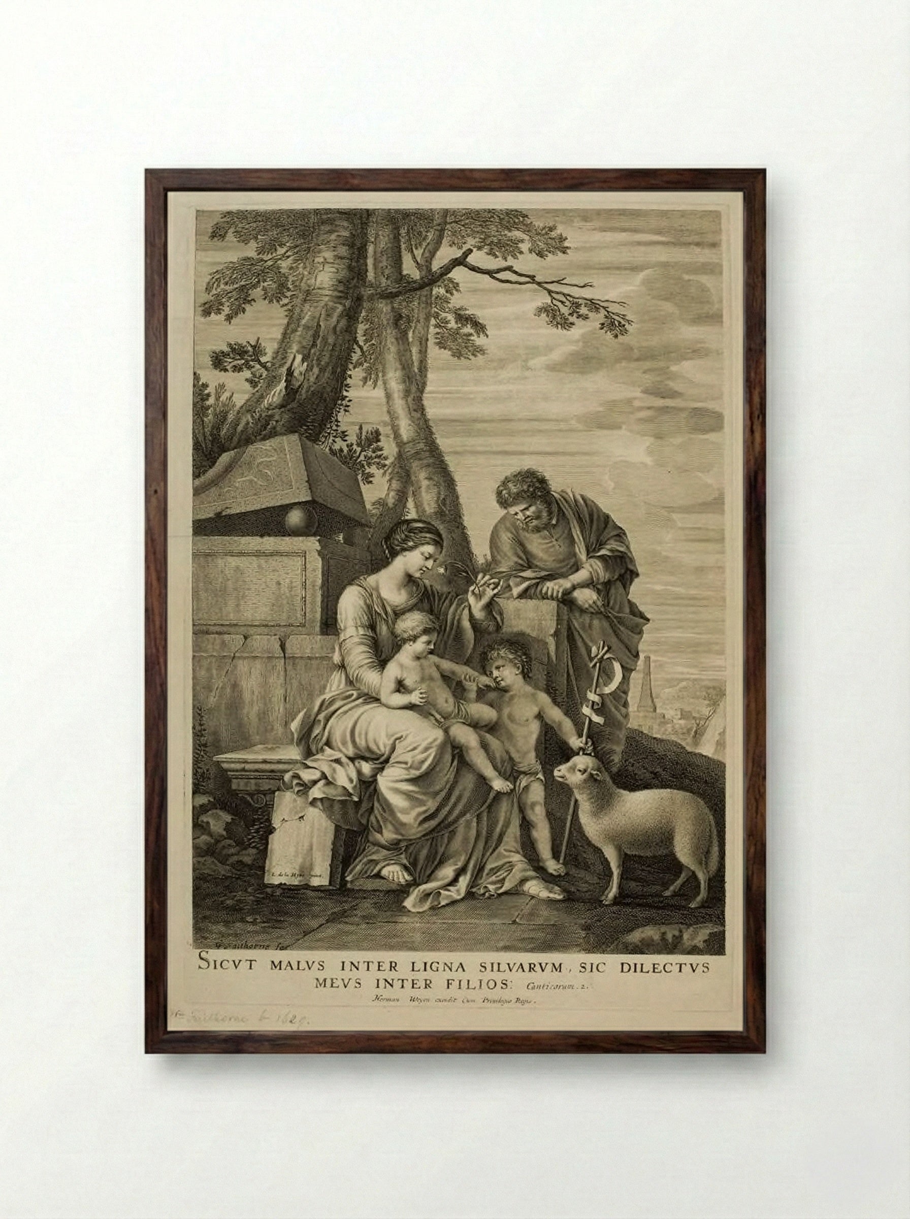 Holy Family - William Faithorne the Elder - Framed Print Dark Wood