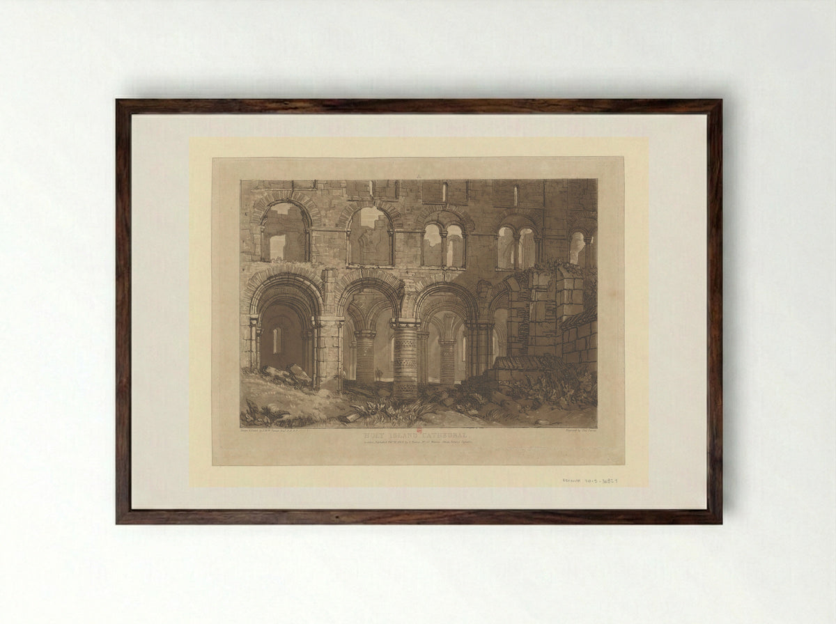 Holy Island Cathedral - Charles Turner - Framed Print Dark Wood