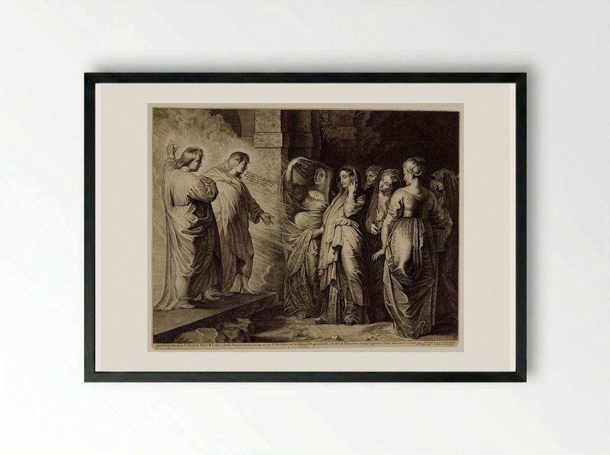 Holy Women at Christ's Tomb - Lucas Vorsterman I - Framed Print Black