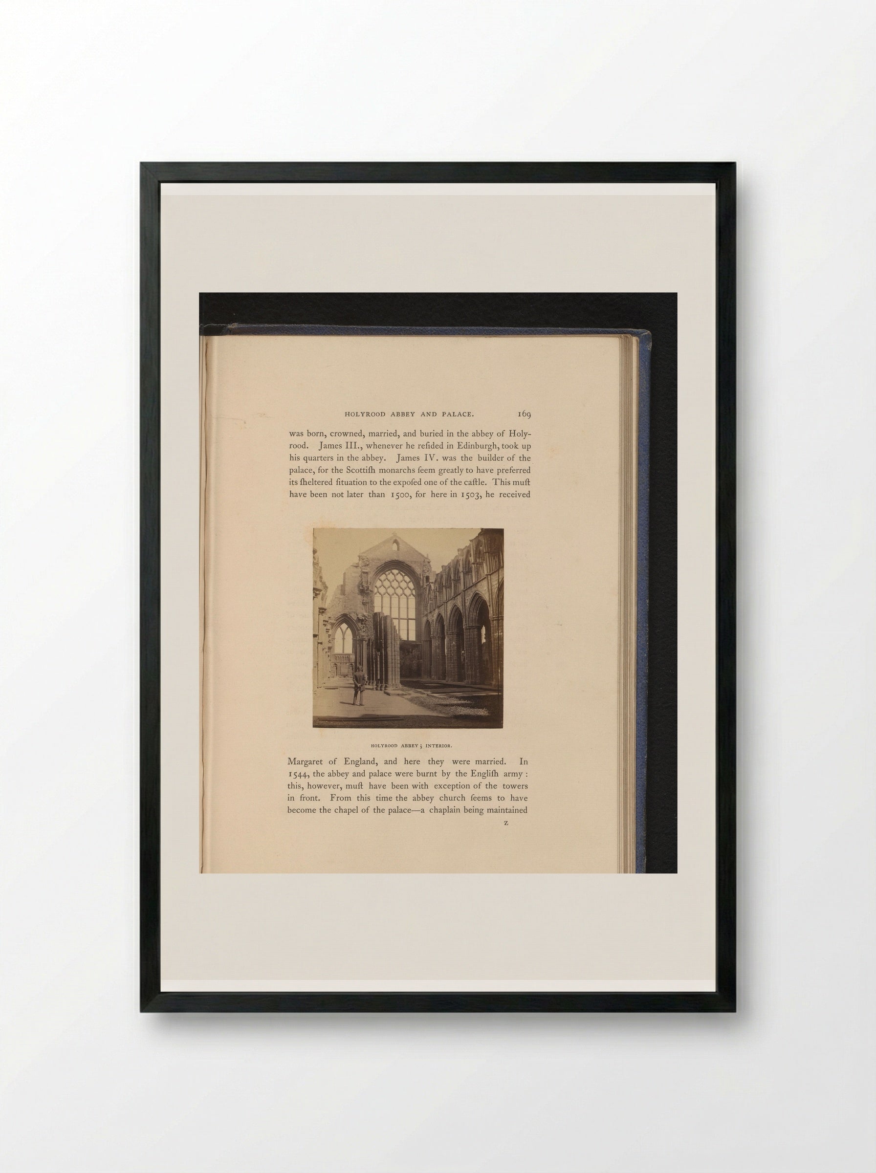 Holyrood Abbey, Interior - George Washington Wilson - Framed Print Black