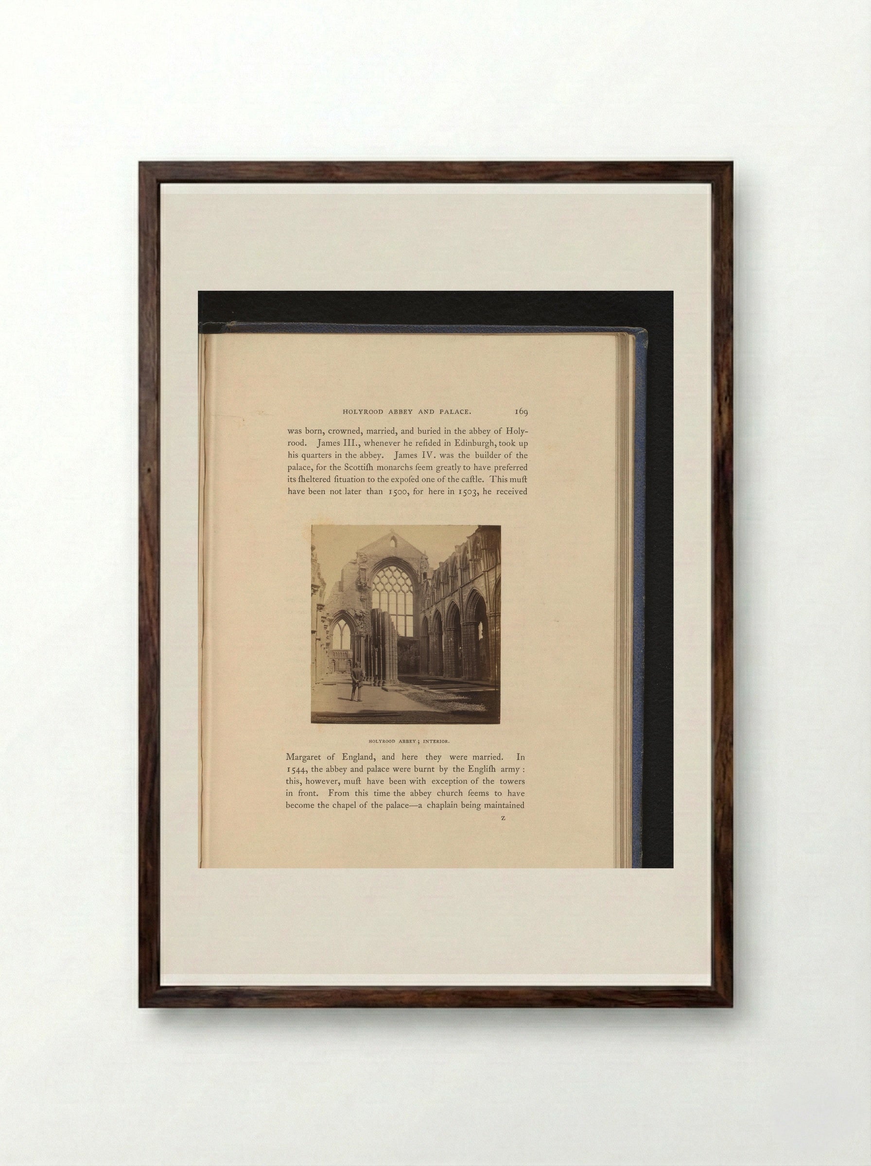 Holyrood Abbey, Interior - George Washington Wilson - Framed Print Dark Wood
