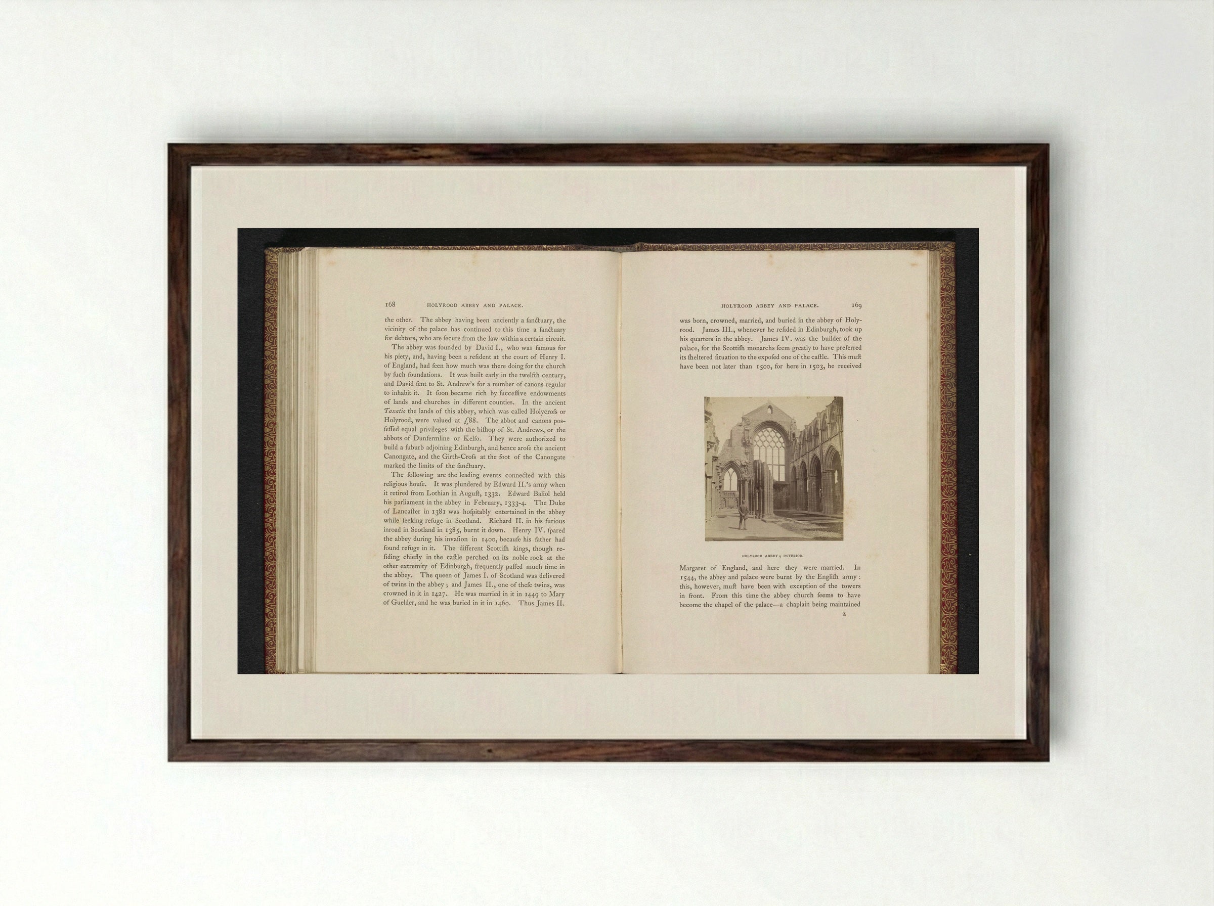 Holyrood Abbey Interior - George Washington Wilson - Framed Print Dark Wood