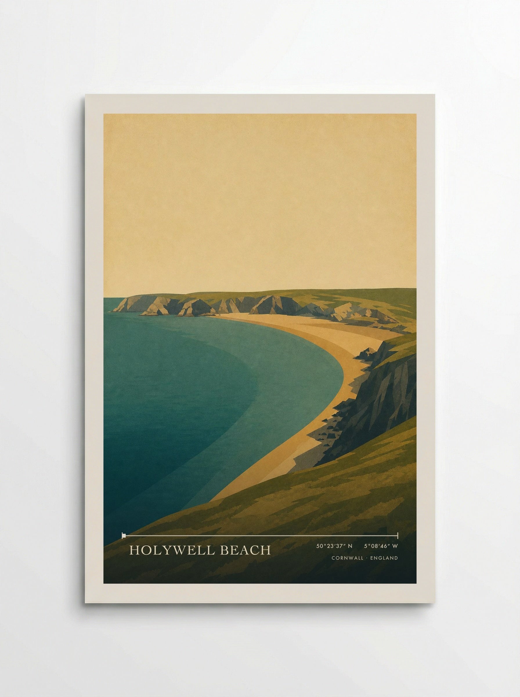 Holywell Beach Cornwall England Travel Poster - Poster