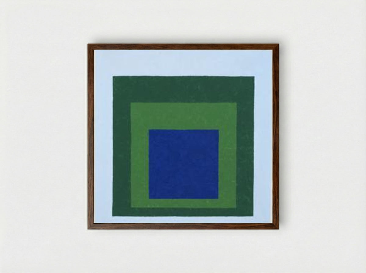 Homage to the Square: Blue & Green - Josef Albers - Framed Print Dark Wood