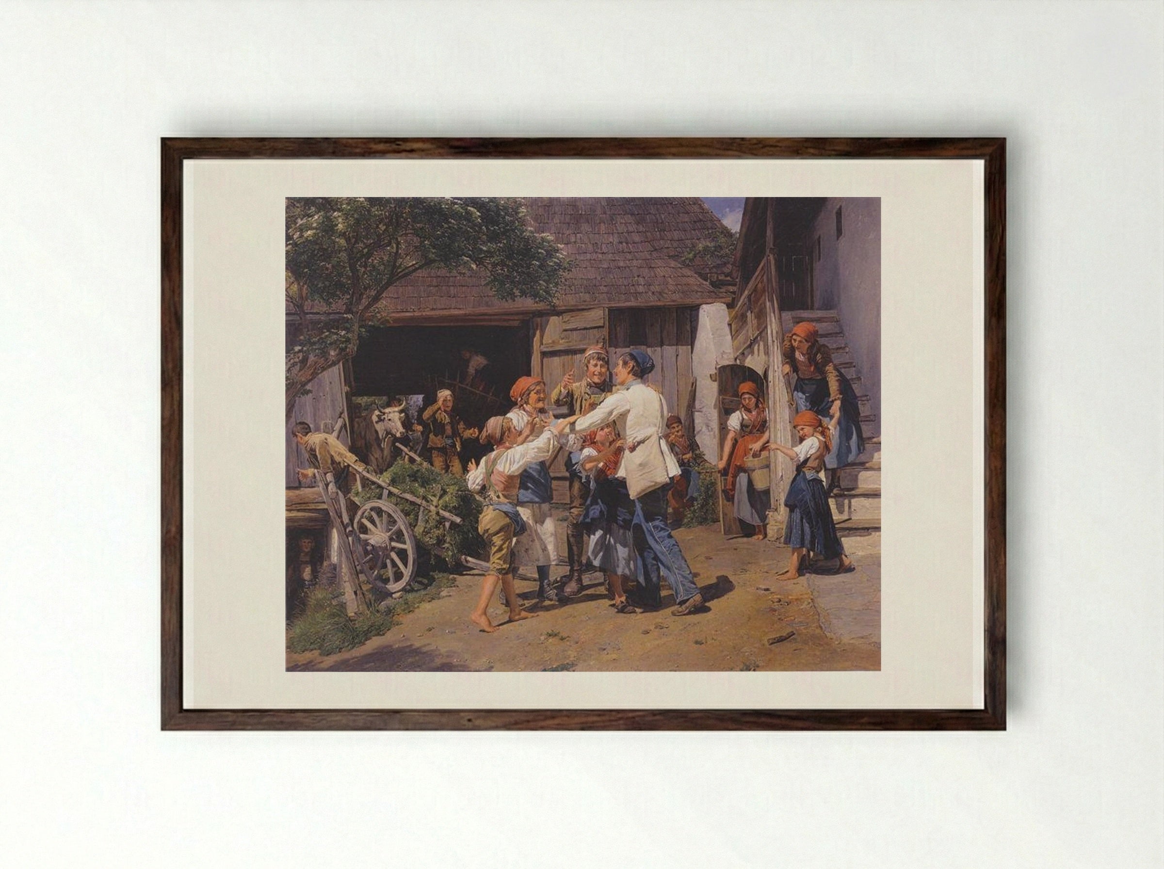 Homecoming into the Father's House - Ferdinand Georg Waldmüller - Framed Print Dark Wood