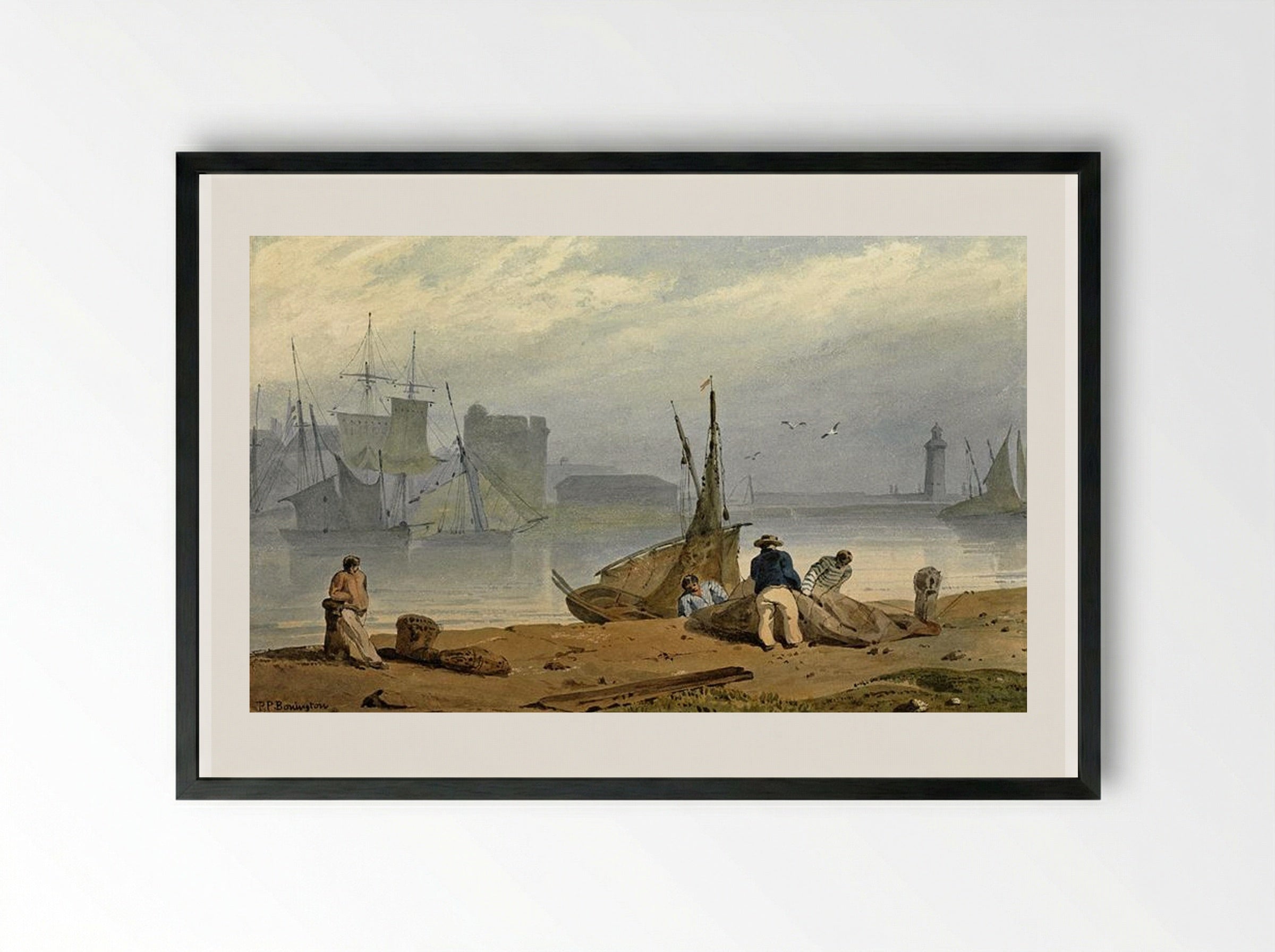 Honfleur - Richard Parkes Bonington - Framed Print Black