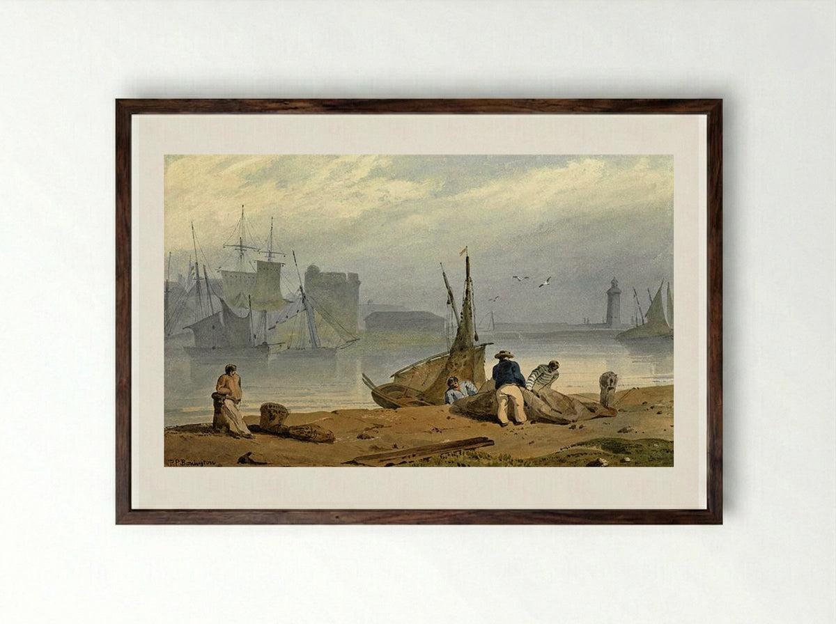 Honfleur - Richard Parkes Bonington - Framed Print Dark Wood