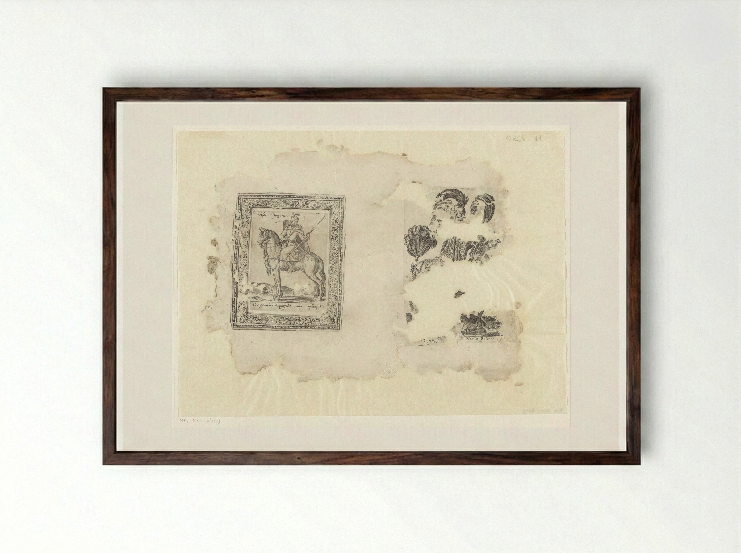 Hongaarse ruiter en Poolse jonker - Abraham de Bruyn - Framed Print Dark Wood