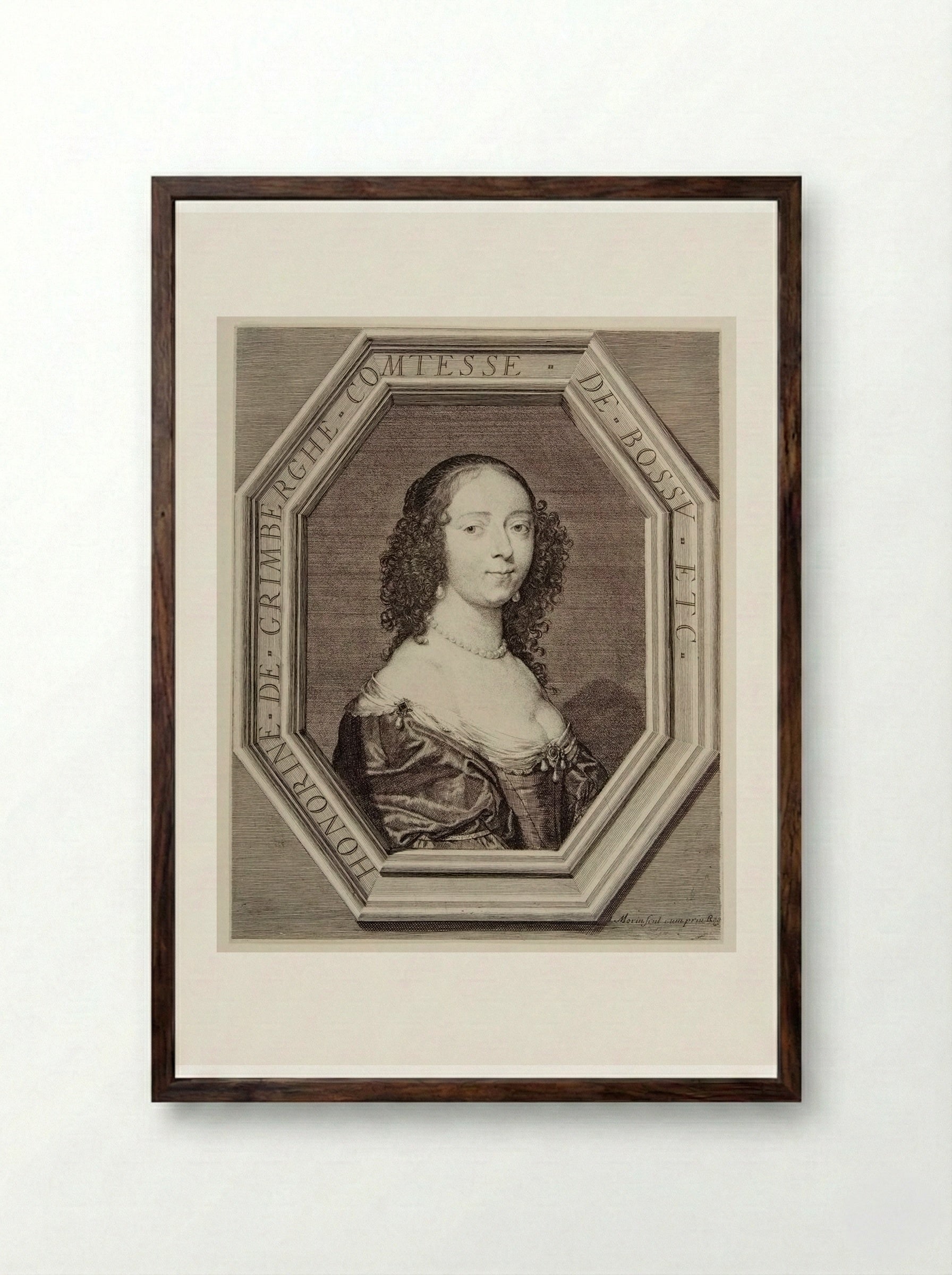 Honorine de Grimberghe, Countess of Bossu - Jean Morin - Framed Print Dark Wood