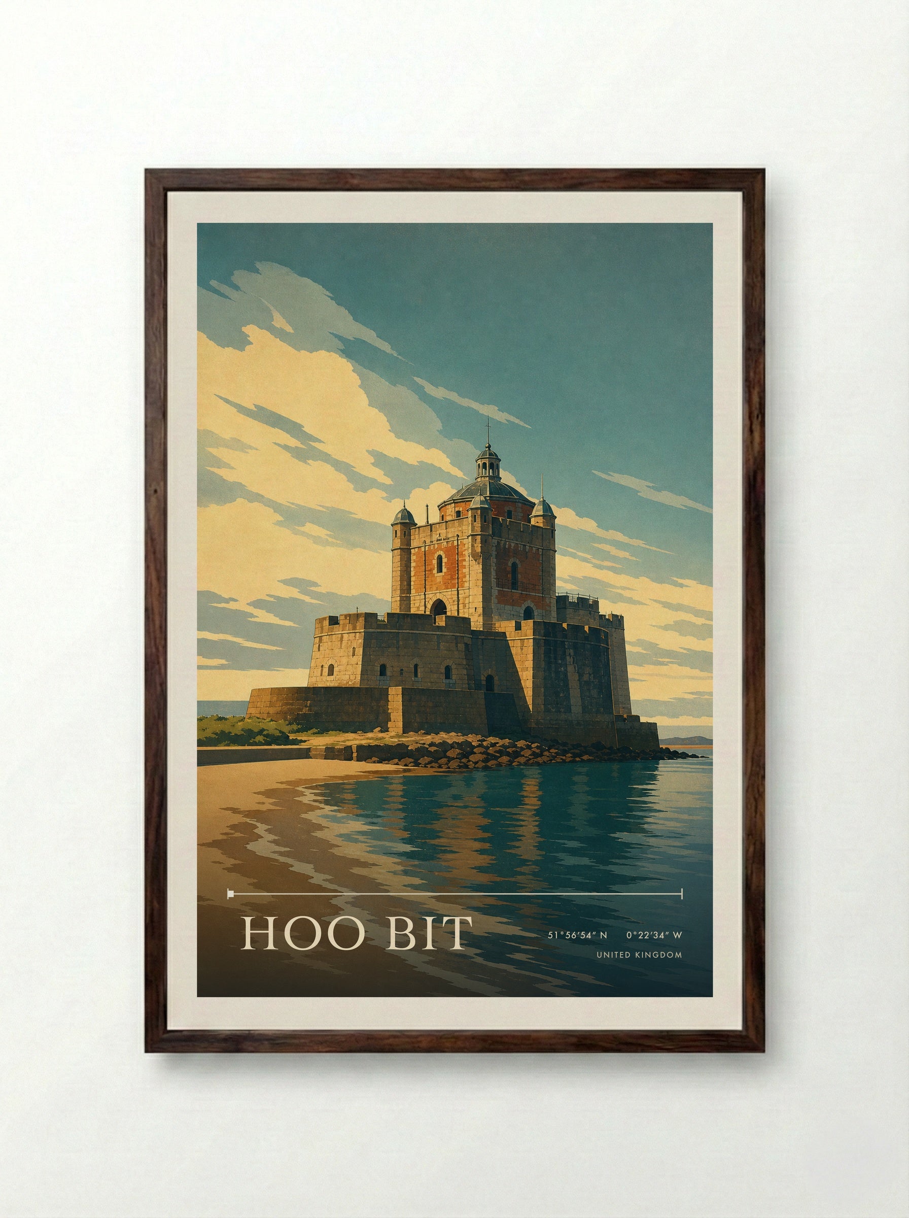 Hoo Bit United Kingdom Travel Poster - Framed Print Dark Wood