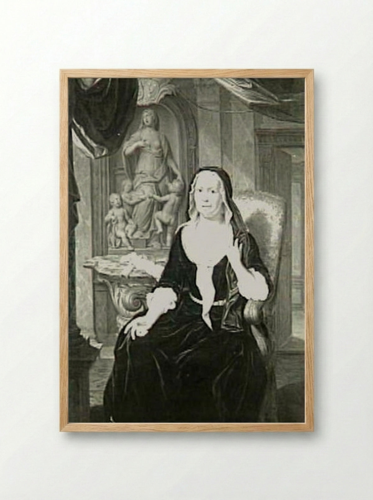 Hoofd van een elegante herderin met hoed - Hieronymus van der Mij - Framed Print Wood